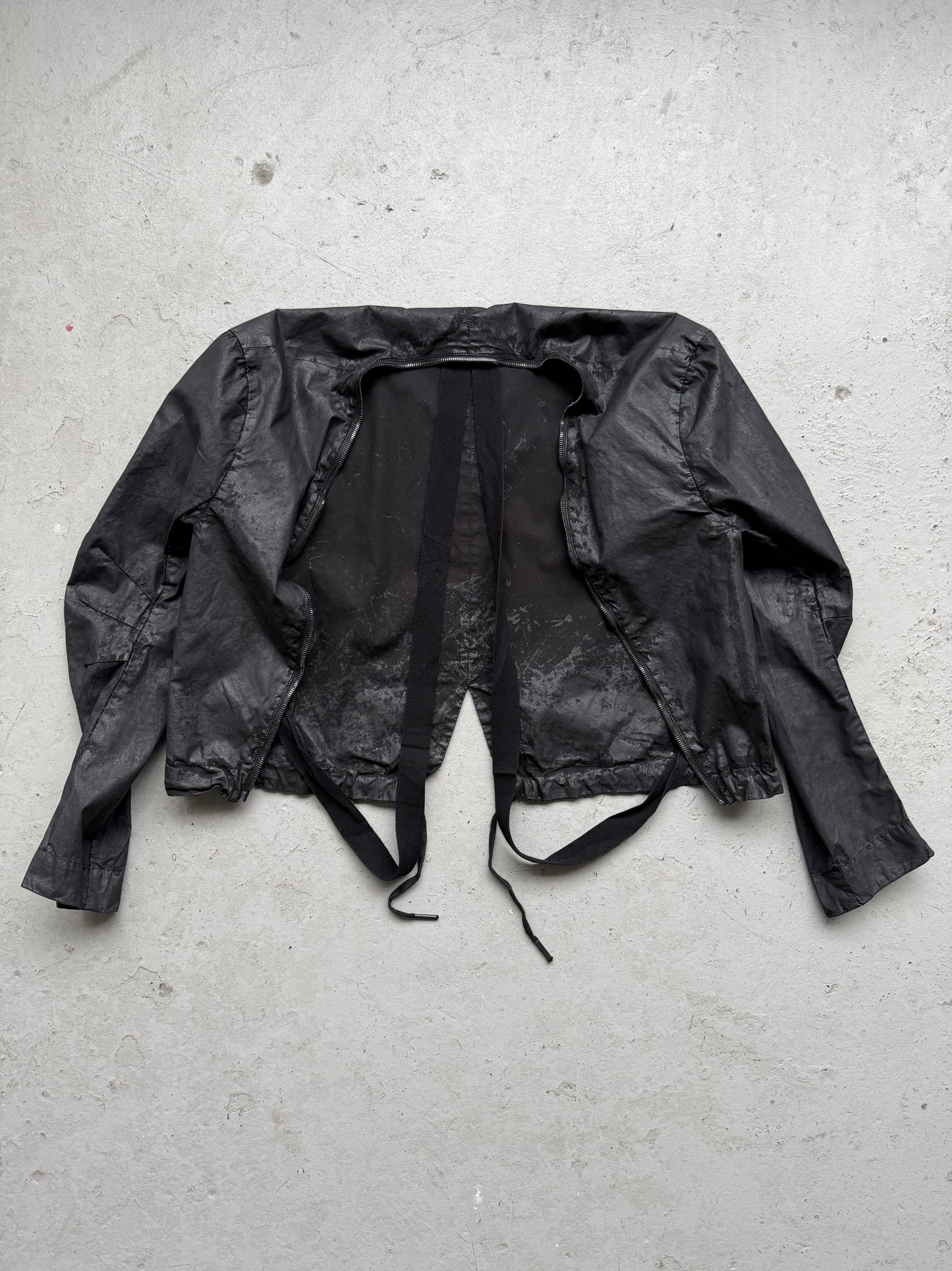 Masnada Black Cotton Waxed Transformable Parka (46)