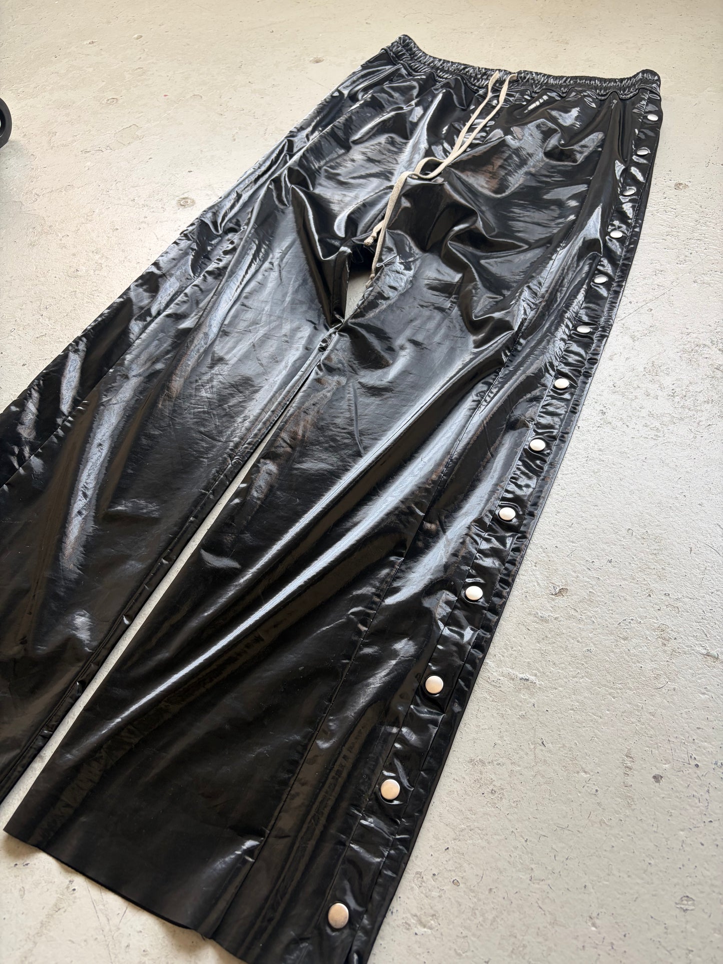 Rick Owens DRKSHDW SS23 Black Cotton Polyurethane Pusher Pants (L)