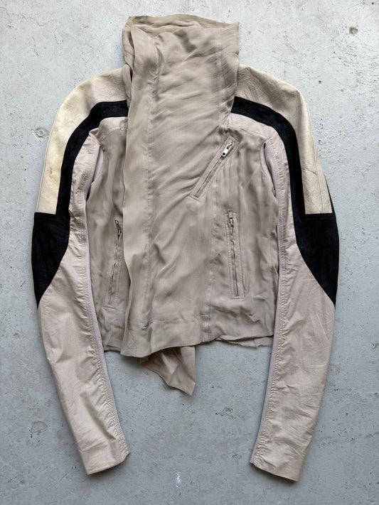 Rick Owens 2015 Silk Chiffon Paneled Moto Jacket (S)