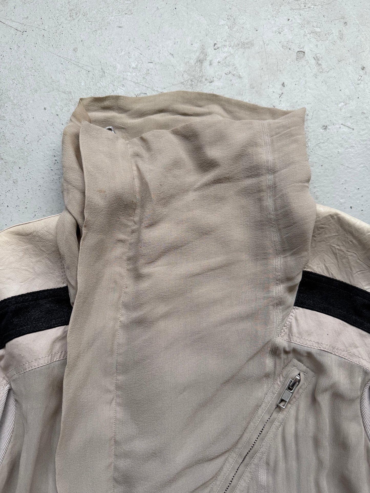 Rick Owens 2015 Silk Chiffon Paneled Moto Jacket (S)