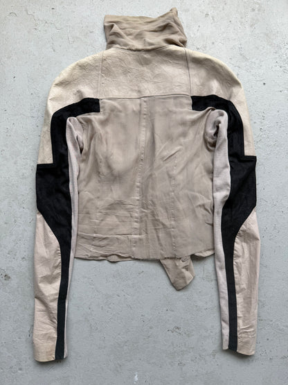 Rick Owens 2015 Silk Chiffon Paneled Moto Jacket (S)