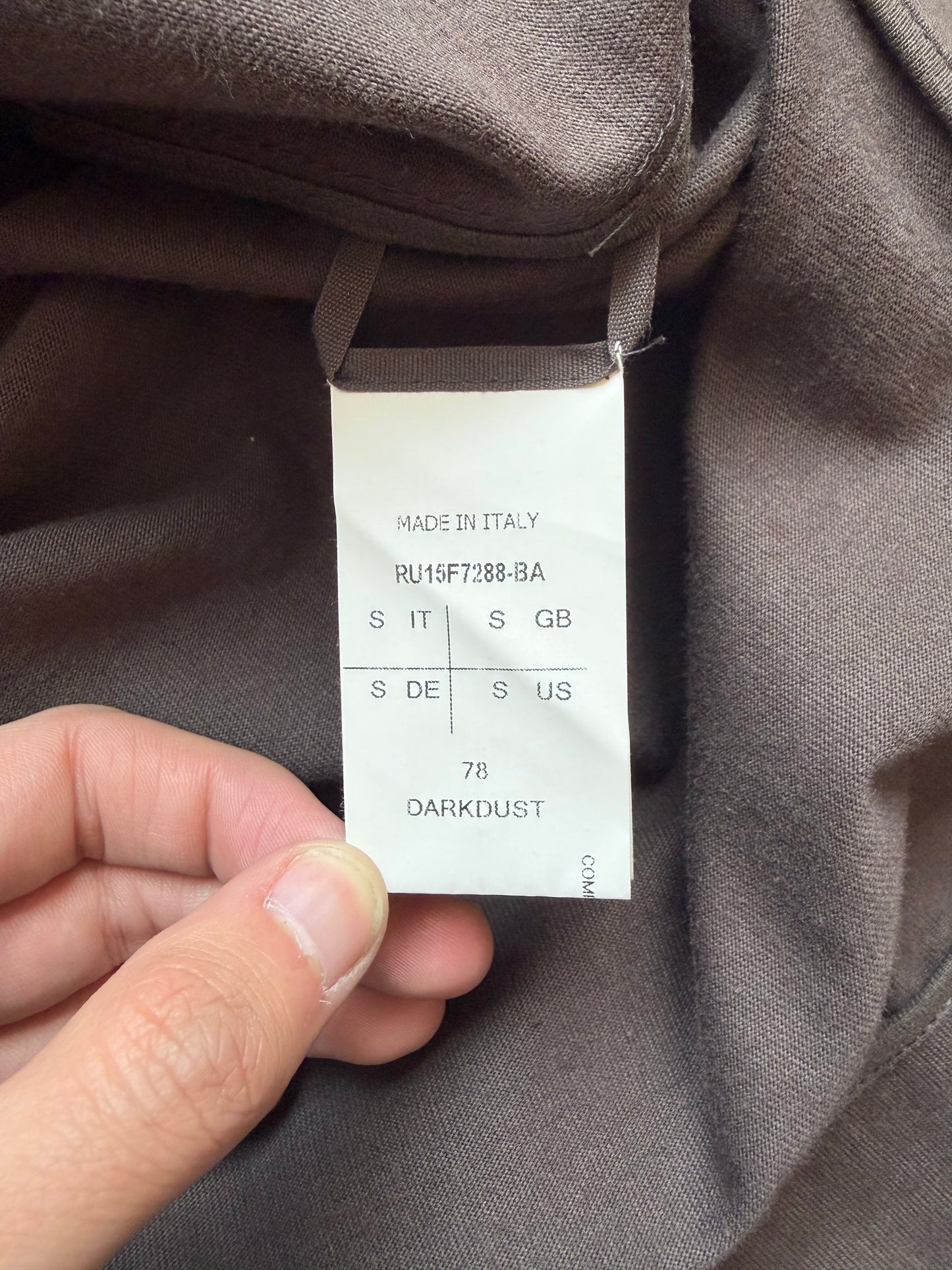Rick Owens FW15 SPHINX Dark Dust Zip Up Hoodie (S)