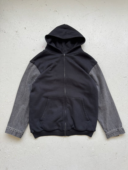 Balenciaga Twinset Denim Sleeve Hooded Jacket (46)