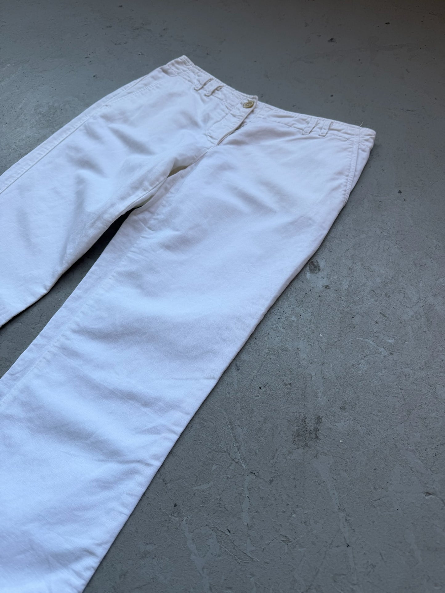 Prada Sport White Cotton Linen Blend Trousers (44)
