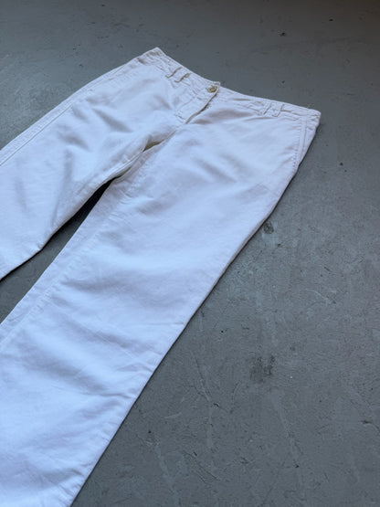 Prada Sport White Cotton Linen Blend Trousers (44)
