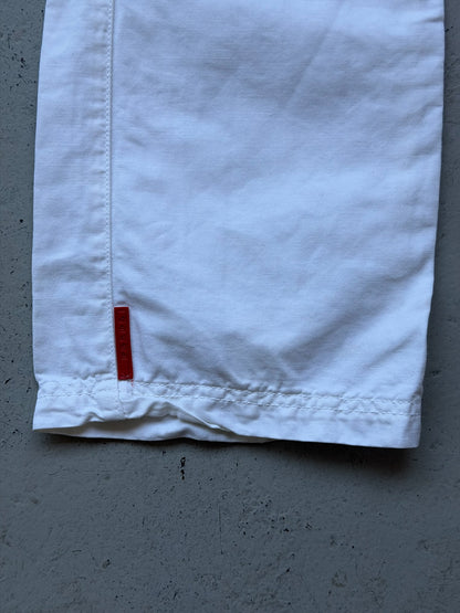 Prada Sport White Cotton Linen Blend Trousers (44)