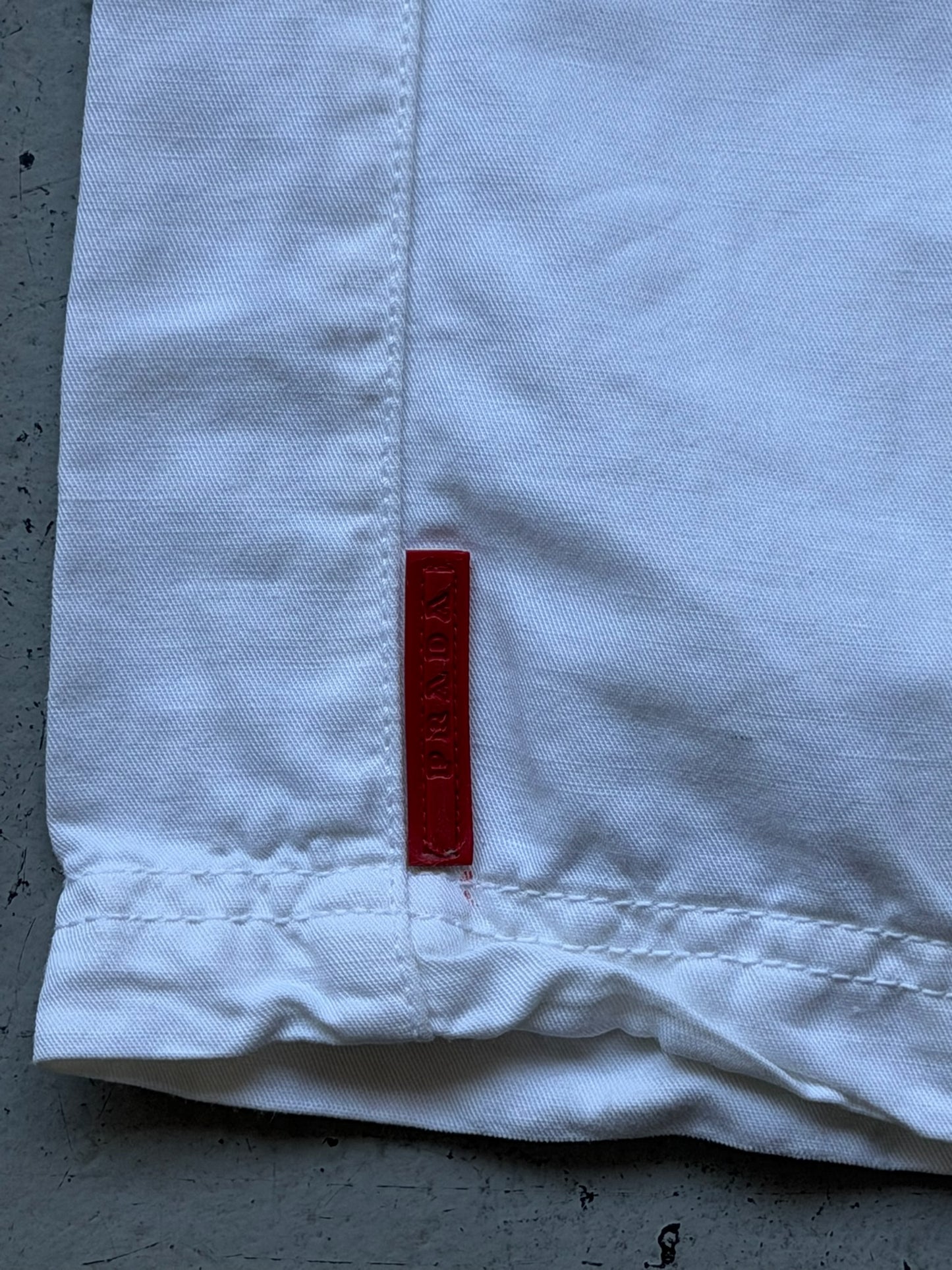 Prada Sport White Cotton Linen Blend Trousers (44)