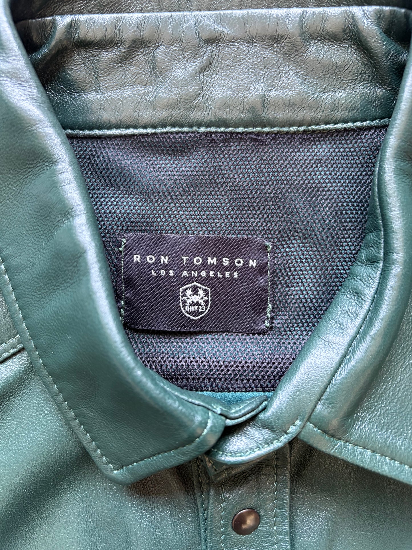 Ron Tomson Leather Forest Green Button Up (54)