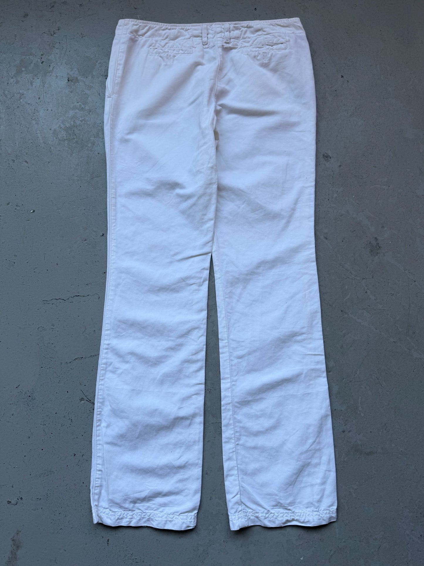 Prada Sport White Cotton Linen Blend Trousers (44)
