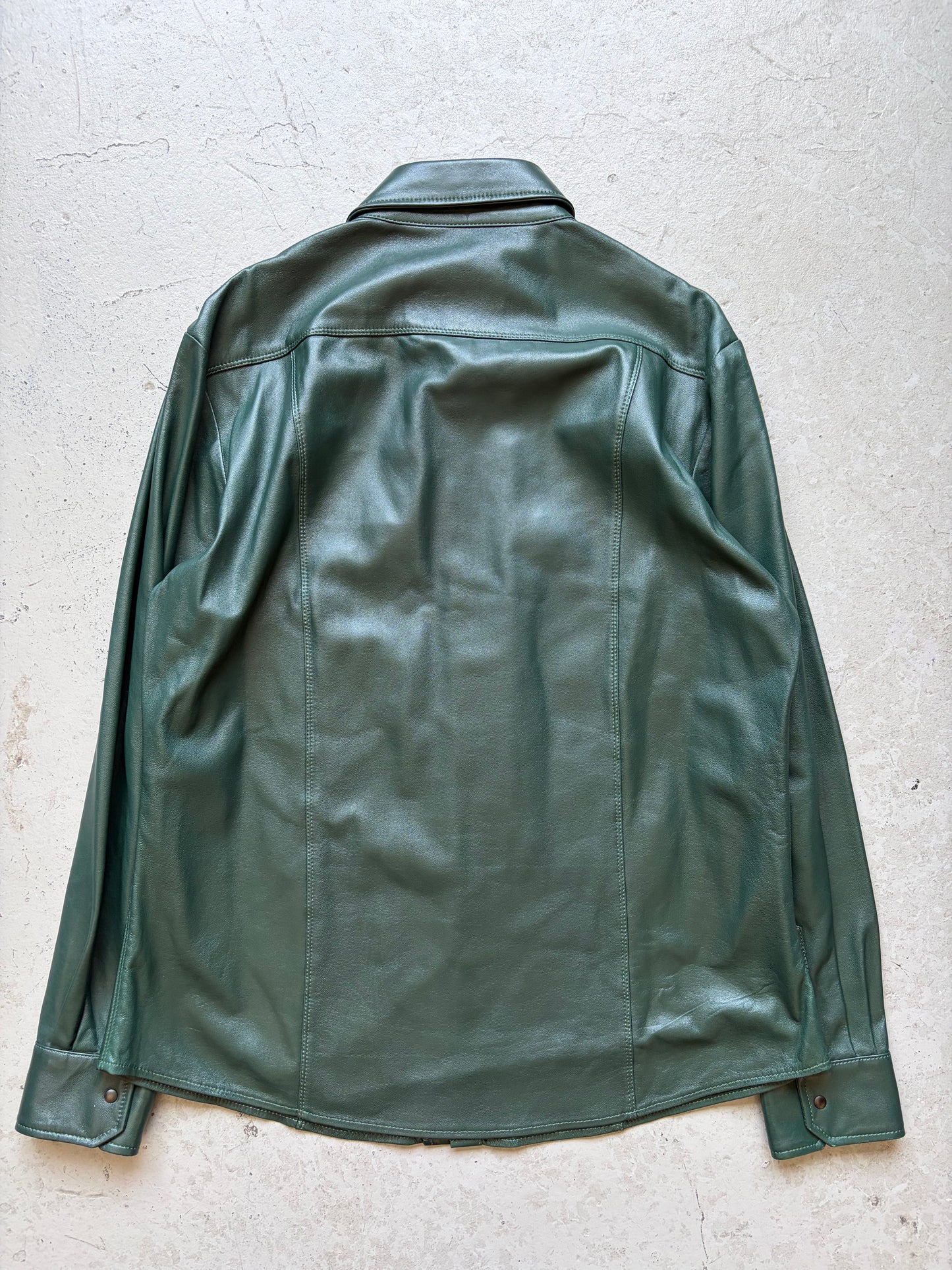 Ron Tomson Leather Forest Green Button Up (54)