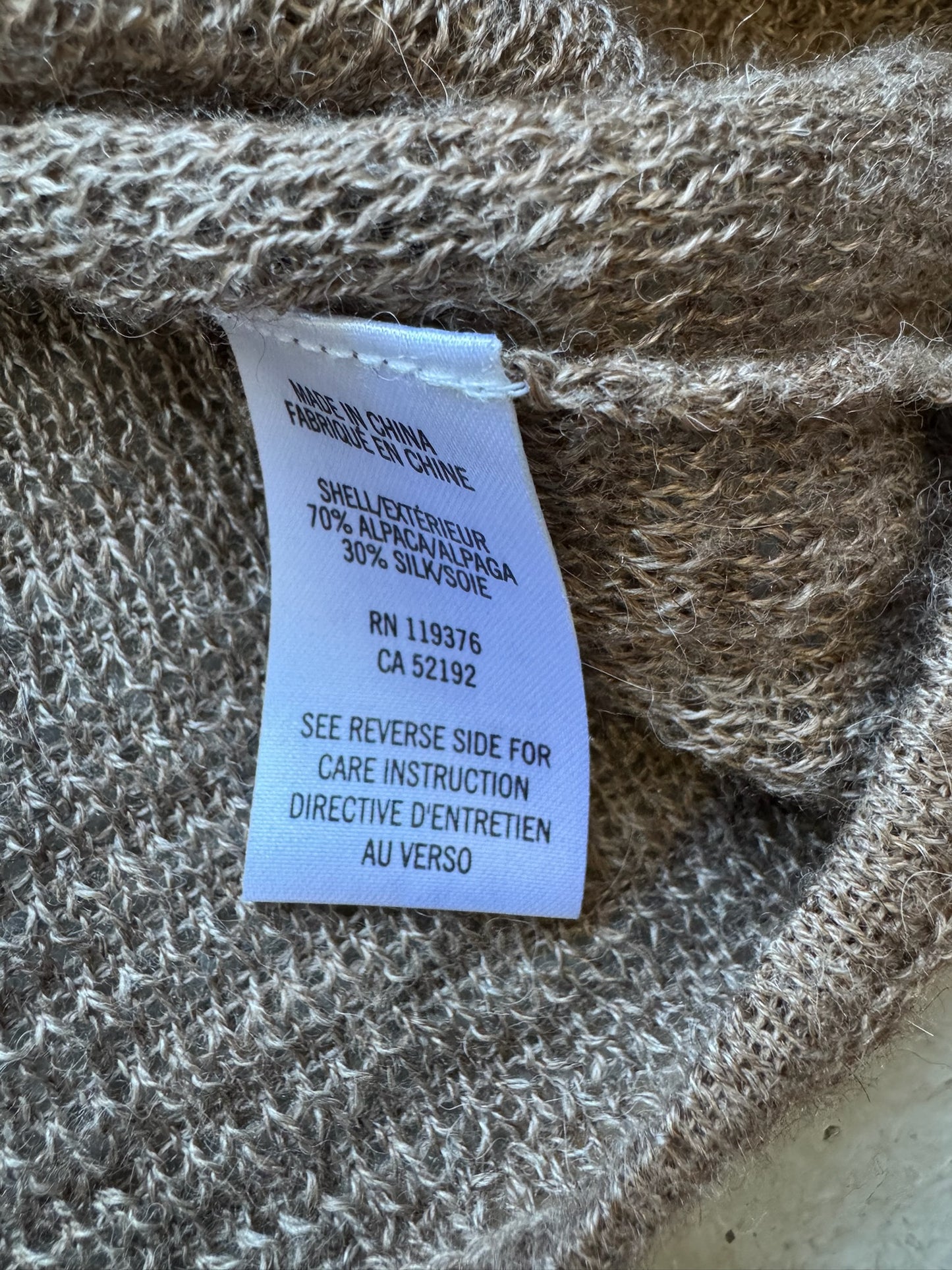 Helmut Lang Tan Alpaca Knit Long Sleeve (P)