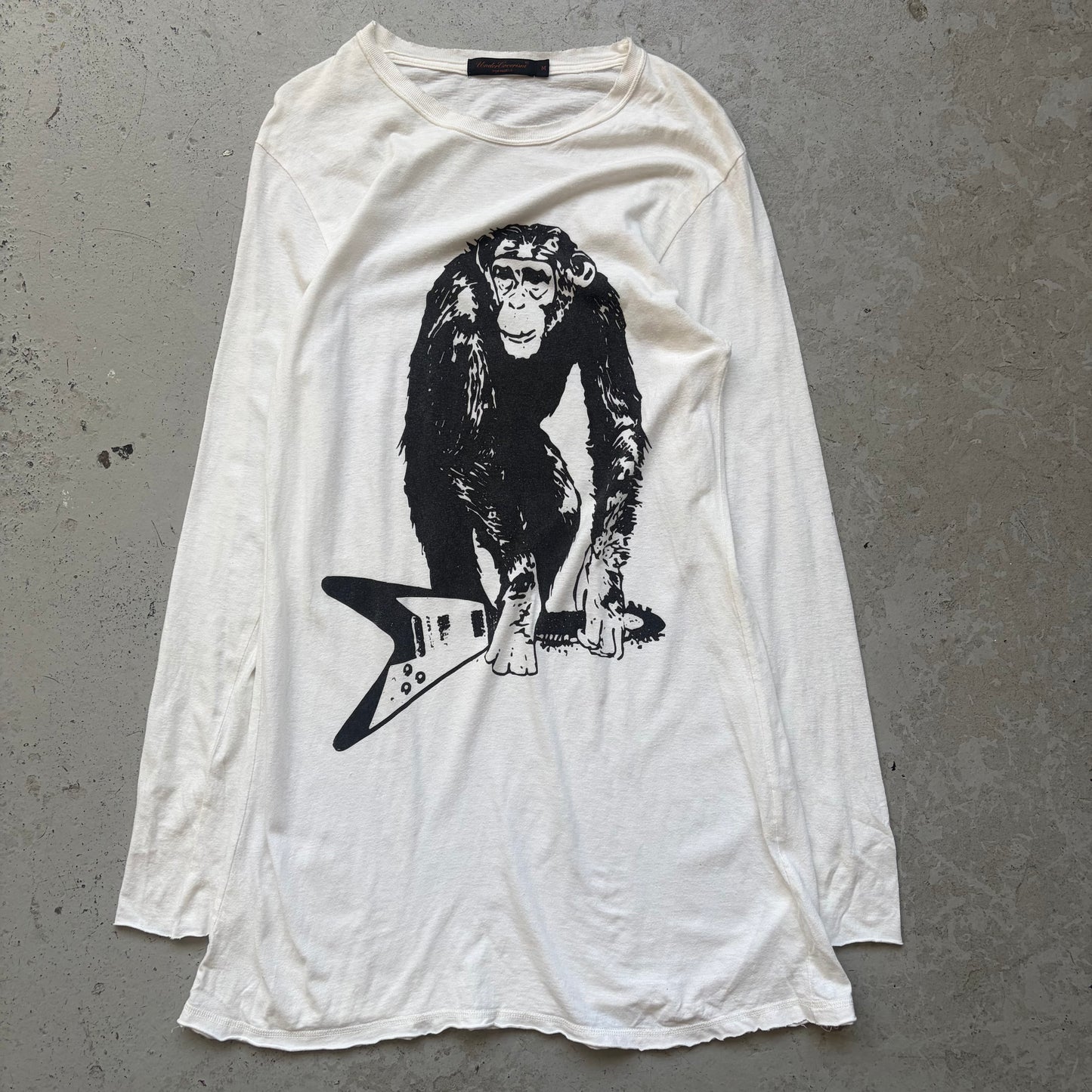 Undercover Monkey Guitar White Long Sleeve (M)