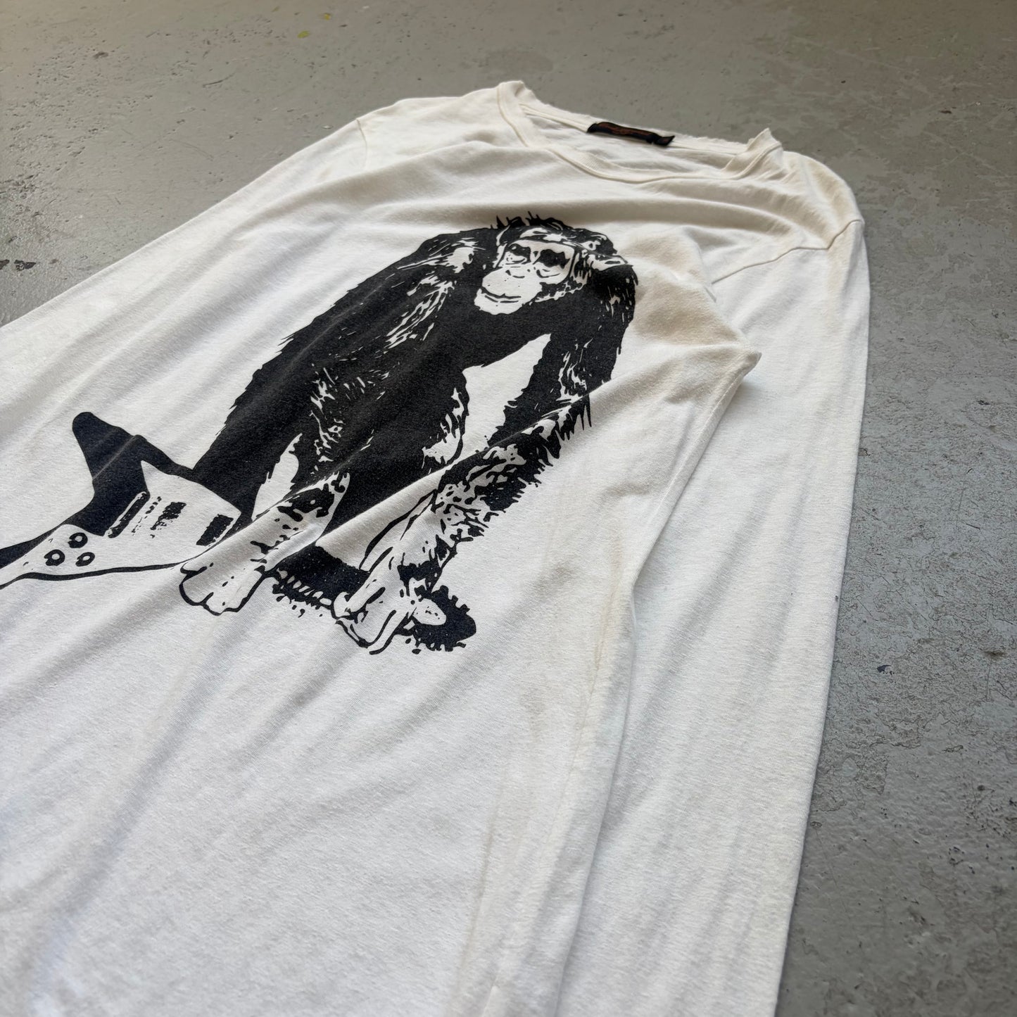 Undercover Monkey Guitar White Long Sleeve (M)