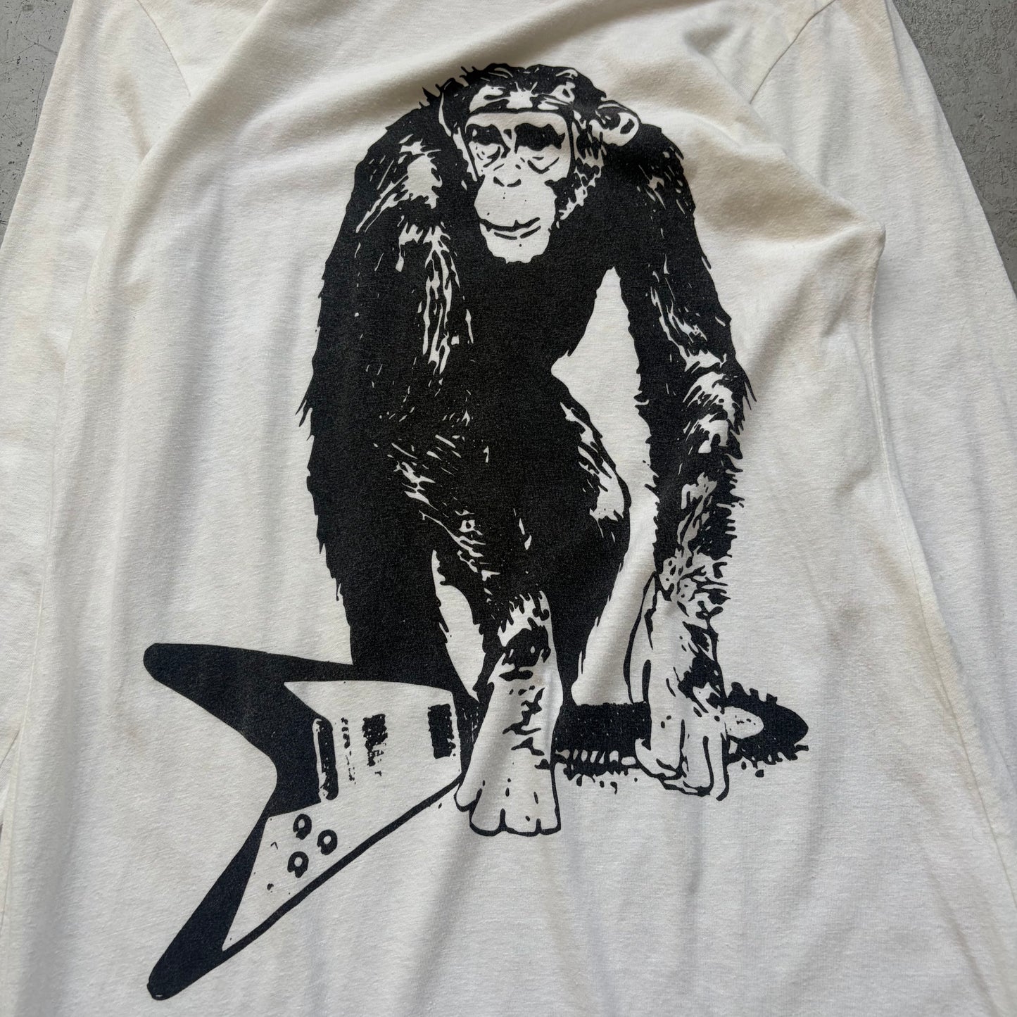 Undercover Monkey Guitar White Long Sleeve (M)
