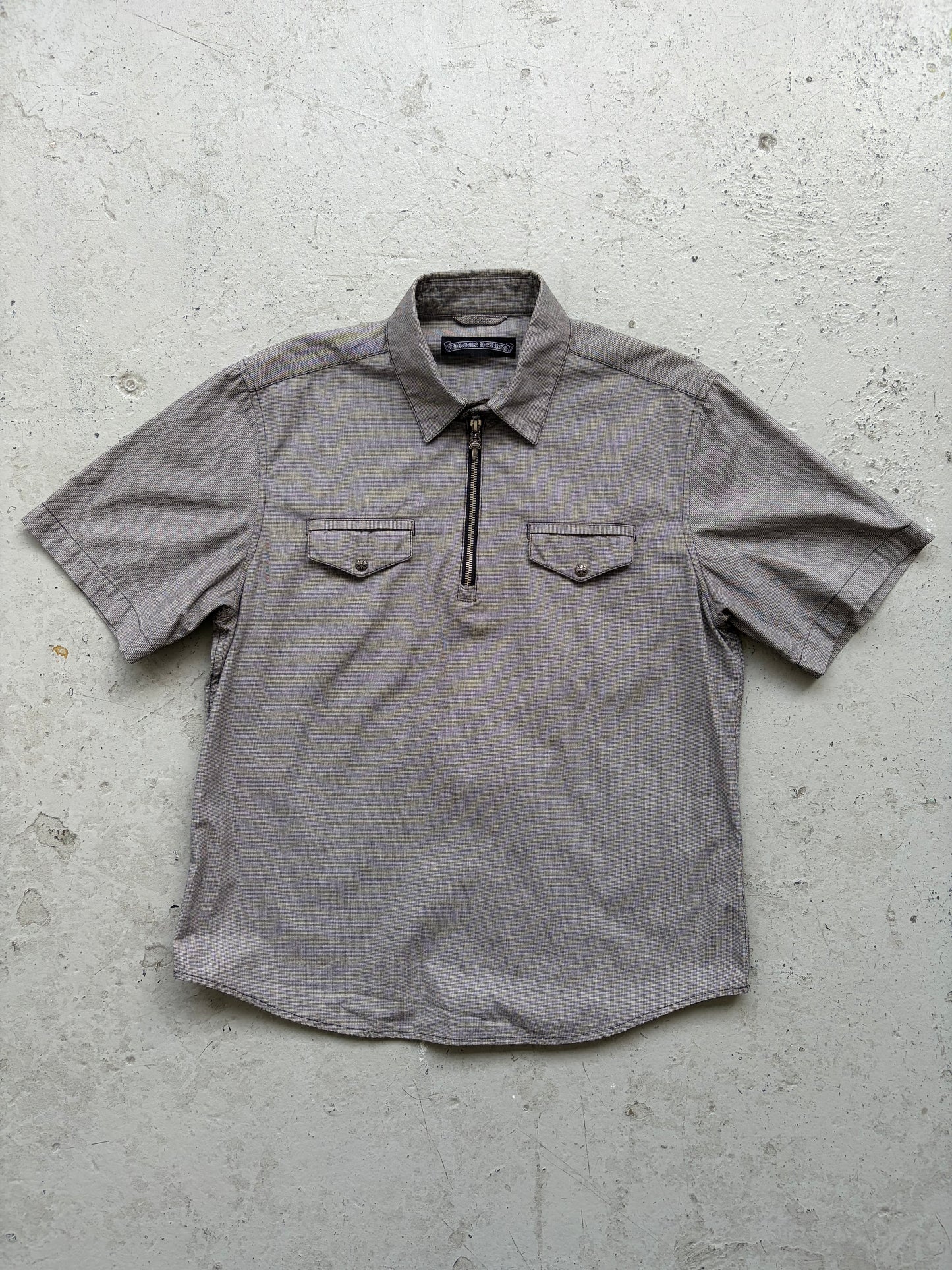 Chrome Hearts Quarter Zip Grey Short Sleeve  (M)
