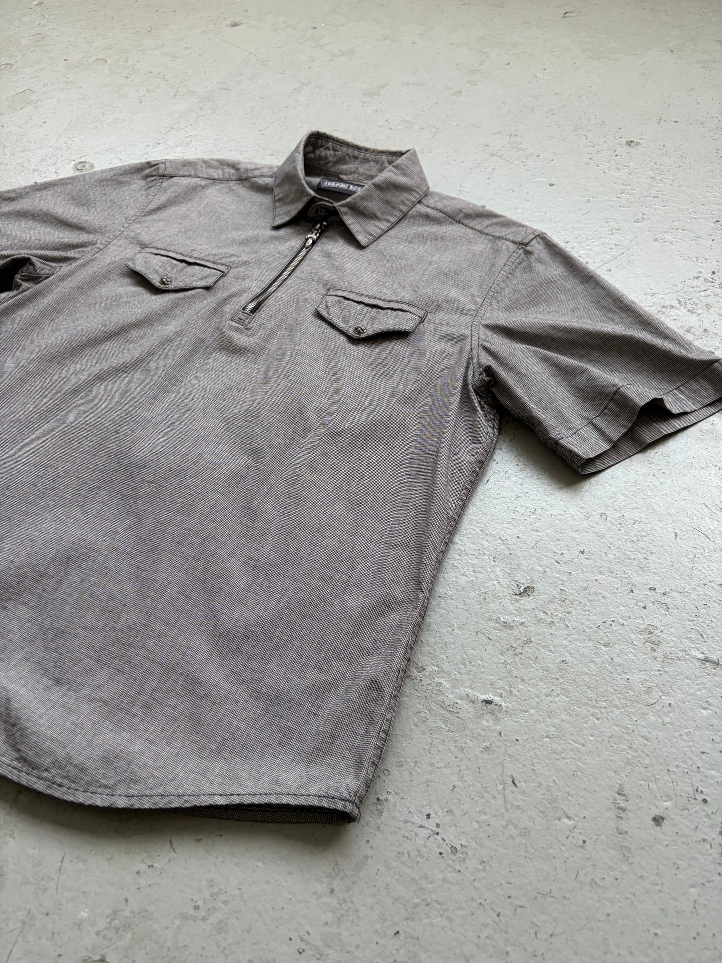 Chrome Hearts Quarter Zip Grey Short Sleeve  (M)