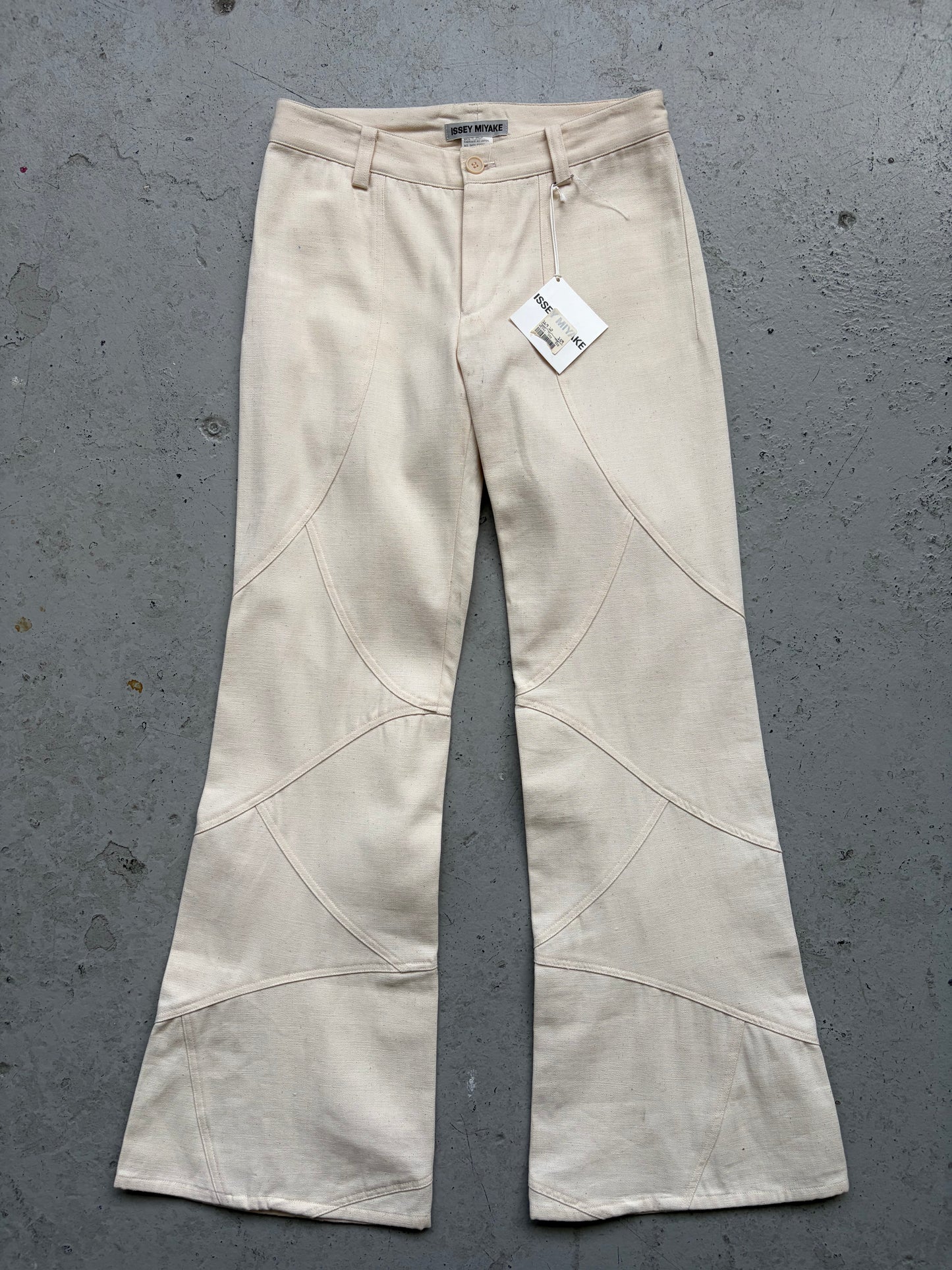 Issey Miyake Spring 96 Cotton Cream Flared Pants (3)