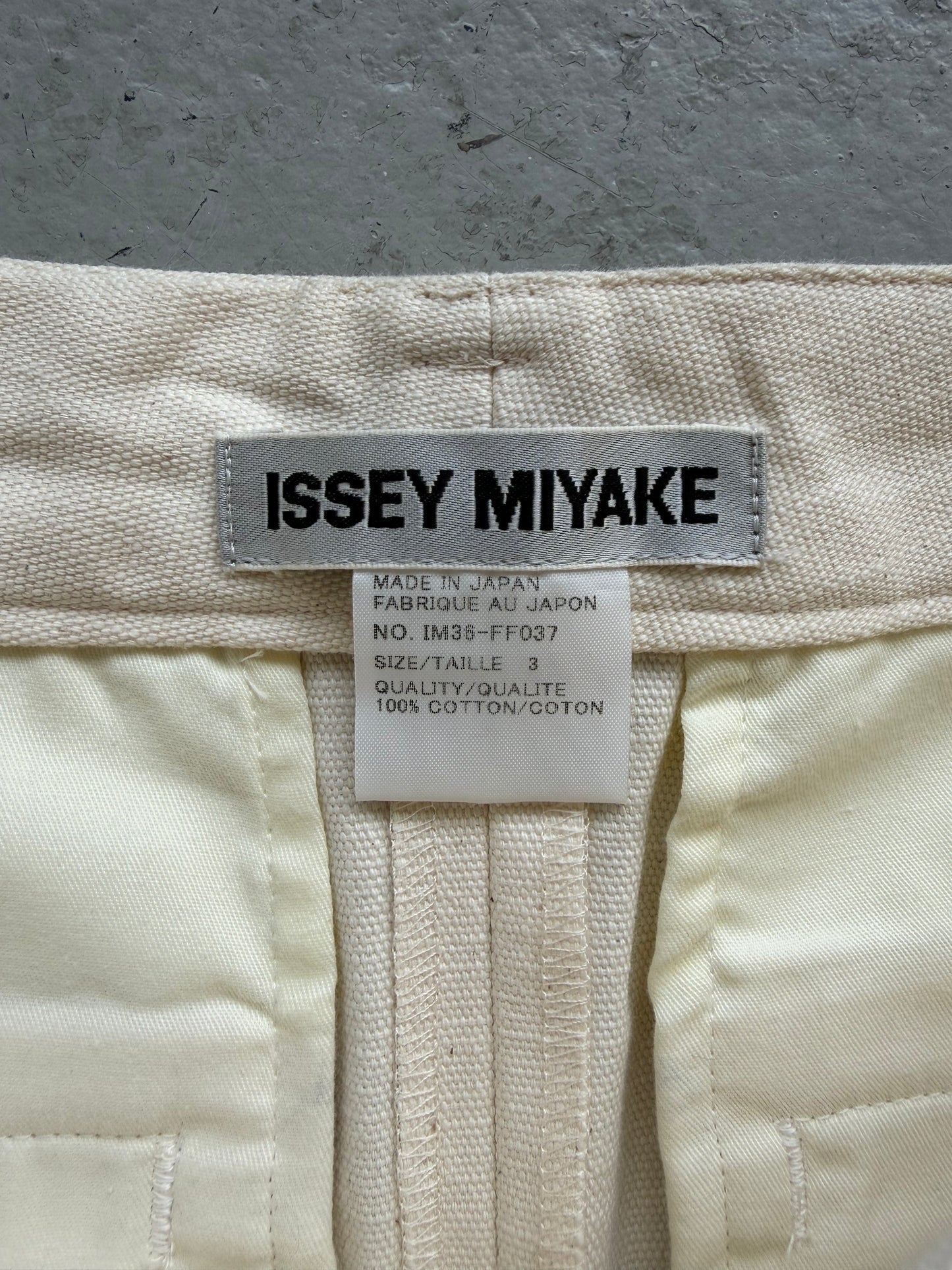Issey Miyake Spring 96 Cotton Cream Flared Pants (3)