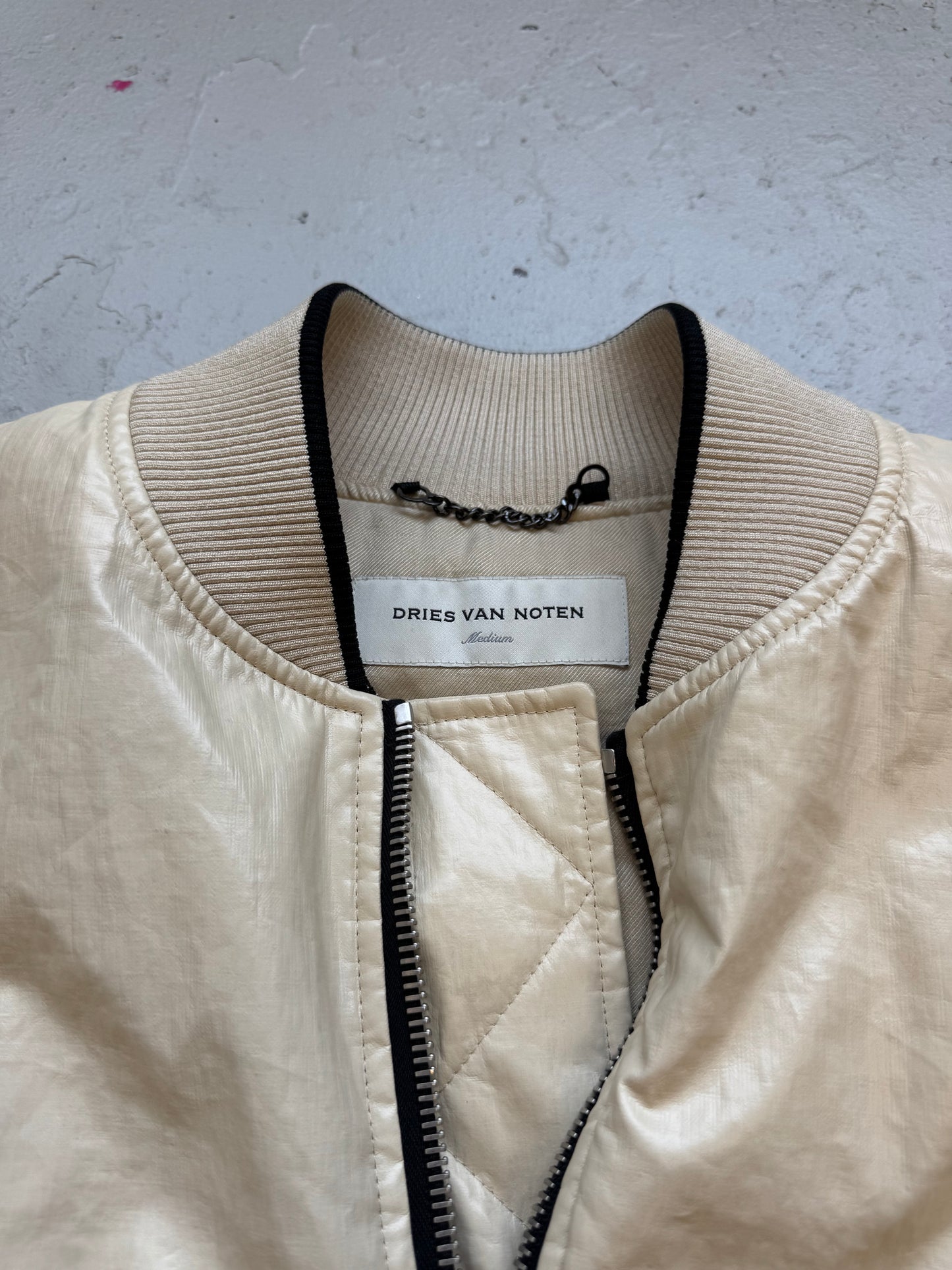 Dries Van Noten White Leather Backzip Jacket (M)