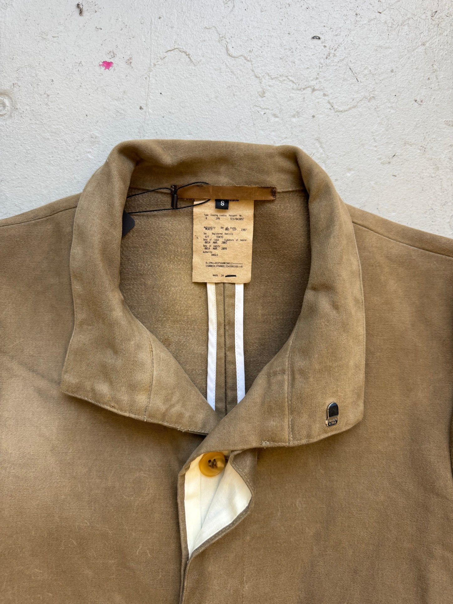 RIPVANWINKLE Stone Wash Work Jacket (S) Khaki Jacket (S)