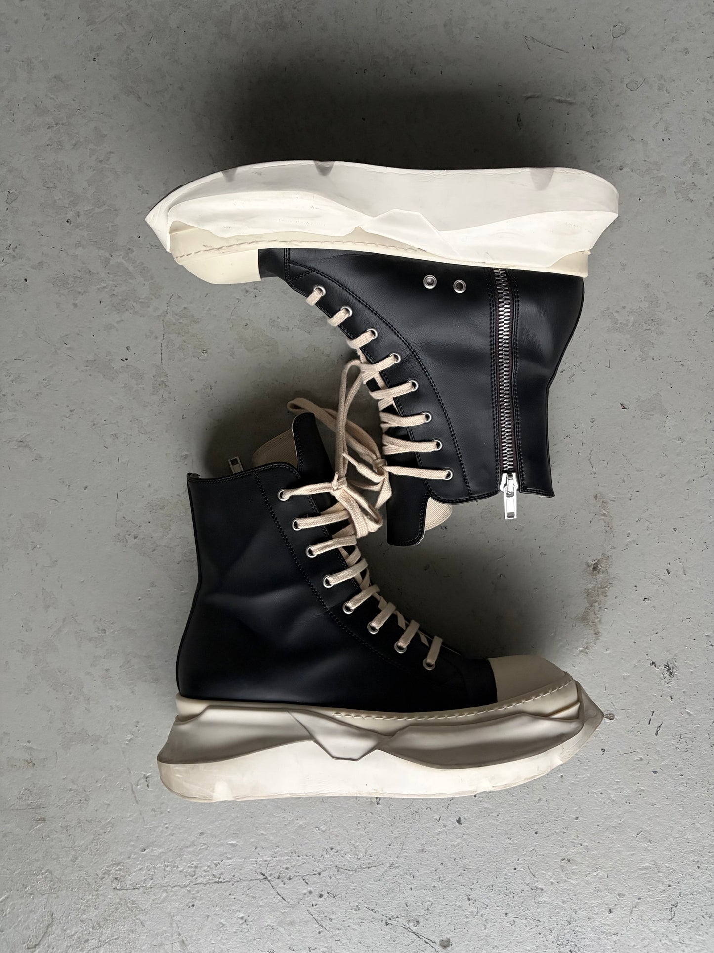 Rick Owens DRKSHDW Black Leather Abstract Ramones (43)
