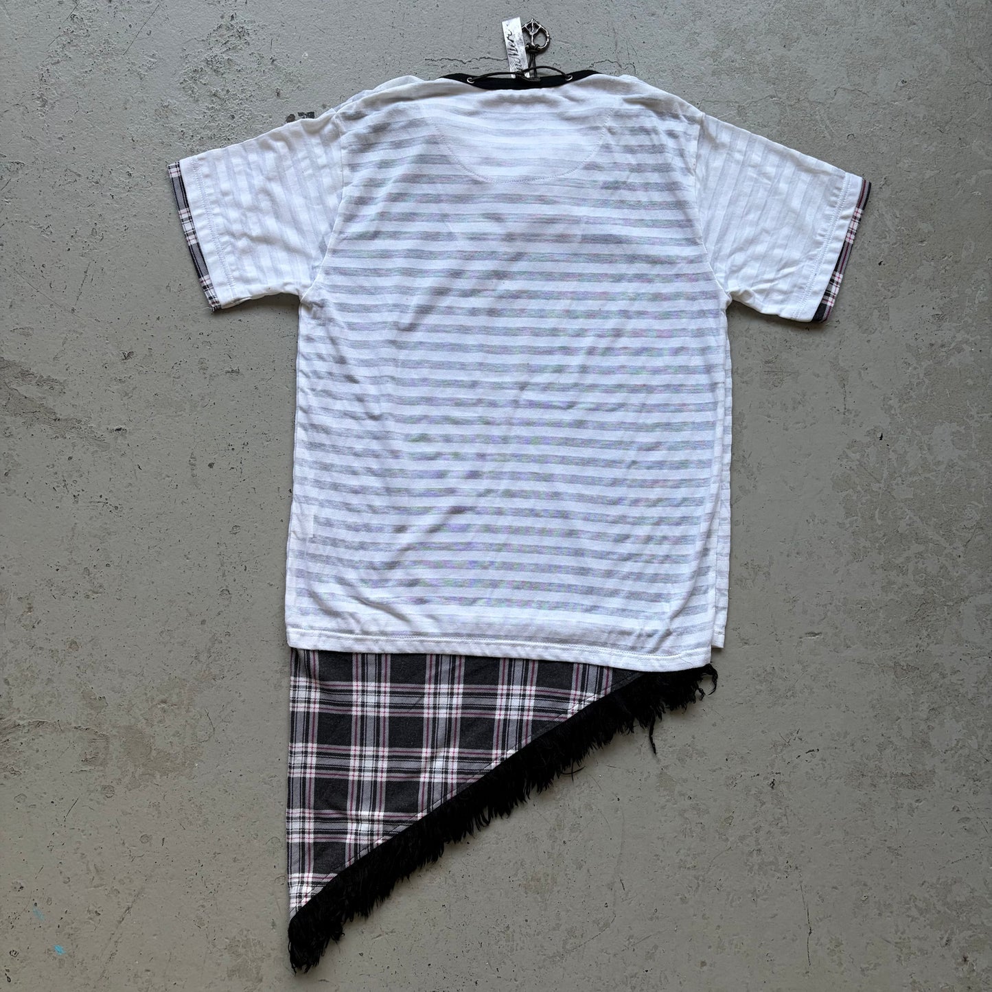 Beau Mere Striped Layered Short Sleeve Shirt (L)