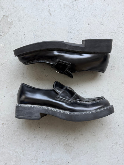 Prada Chocolate Brushed Leather Loafers (9.5)