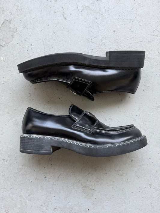 Prada Chocolate Brushed Leather Loafers (9.5)