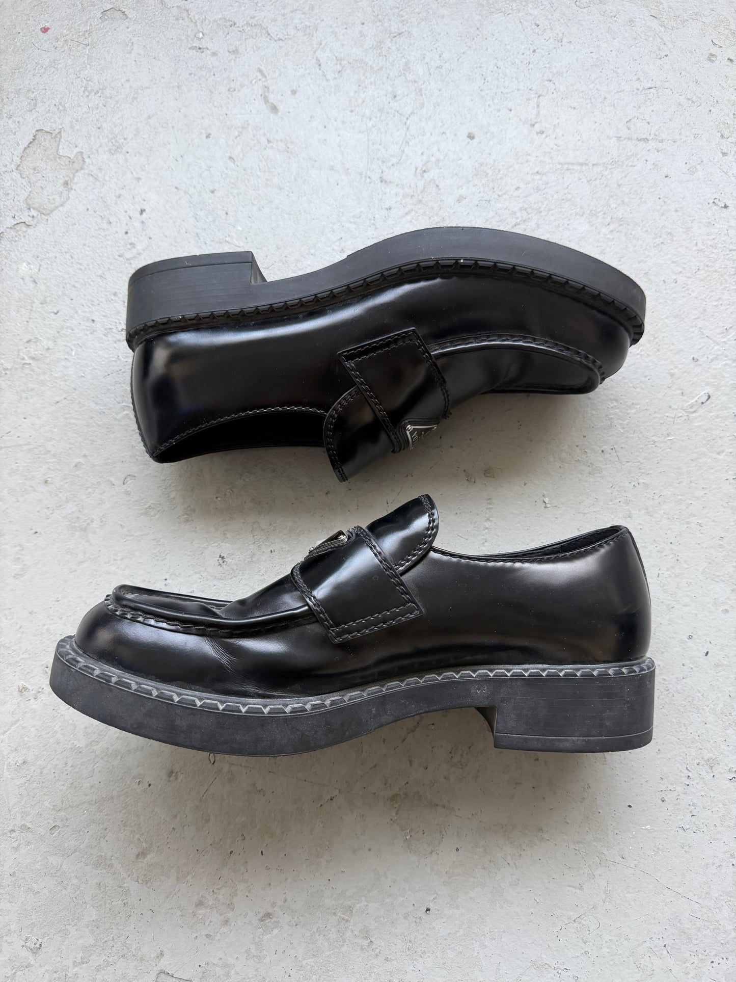 Prada Chocolate Brushed Leather Loafers (9.5)