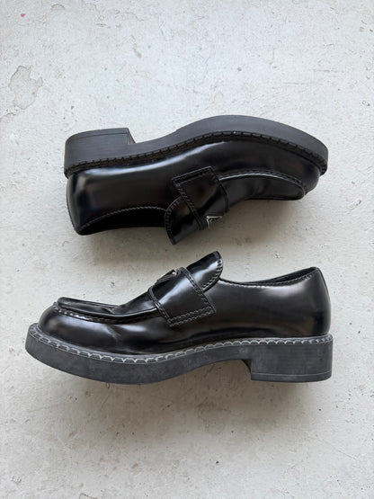 Prada Chocolate Brushed Leather Loafers (9.5)