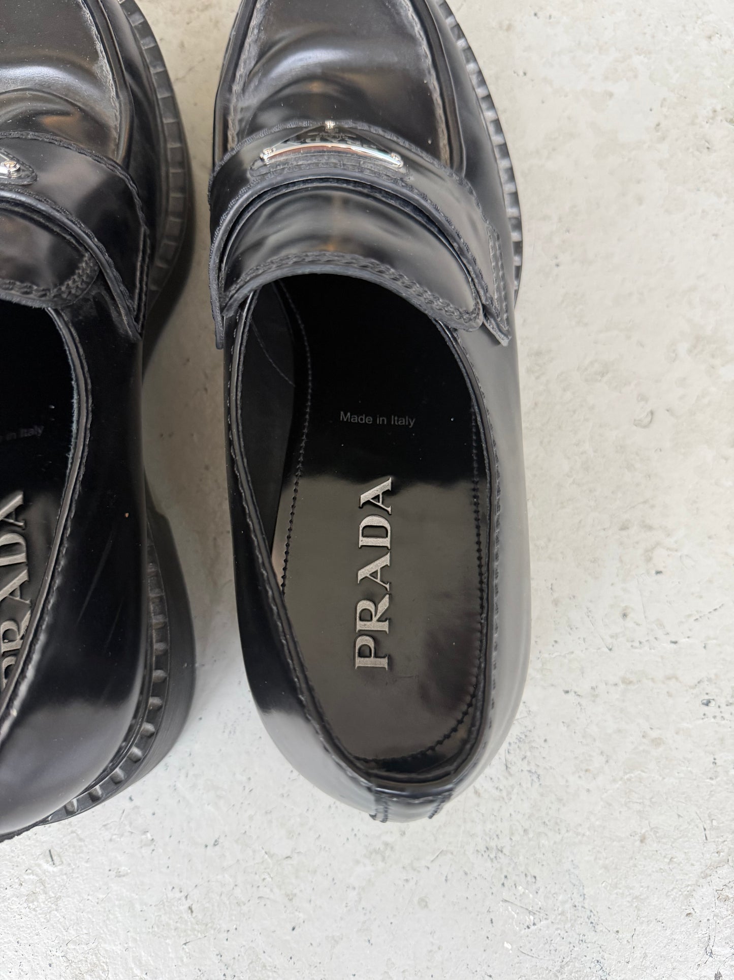 Prada Chocolate Brushed Leather Loafers (9.5)