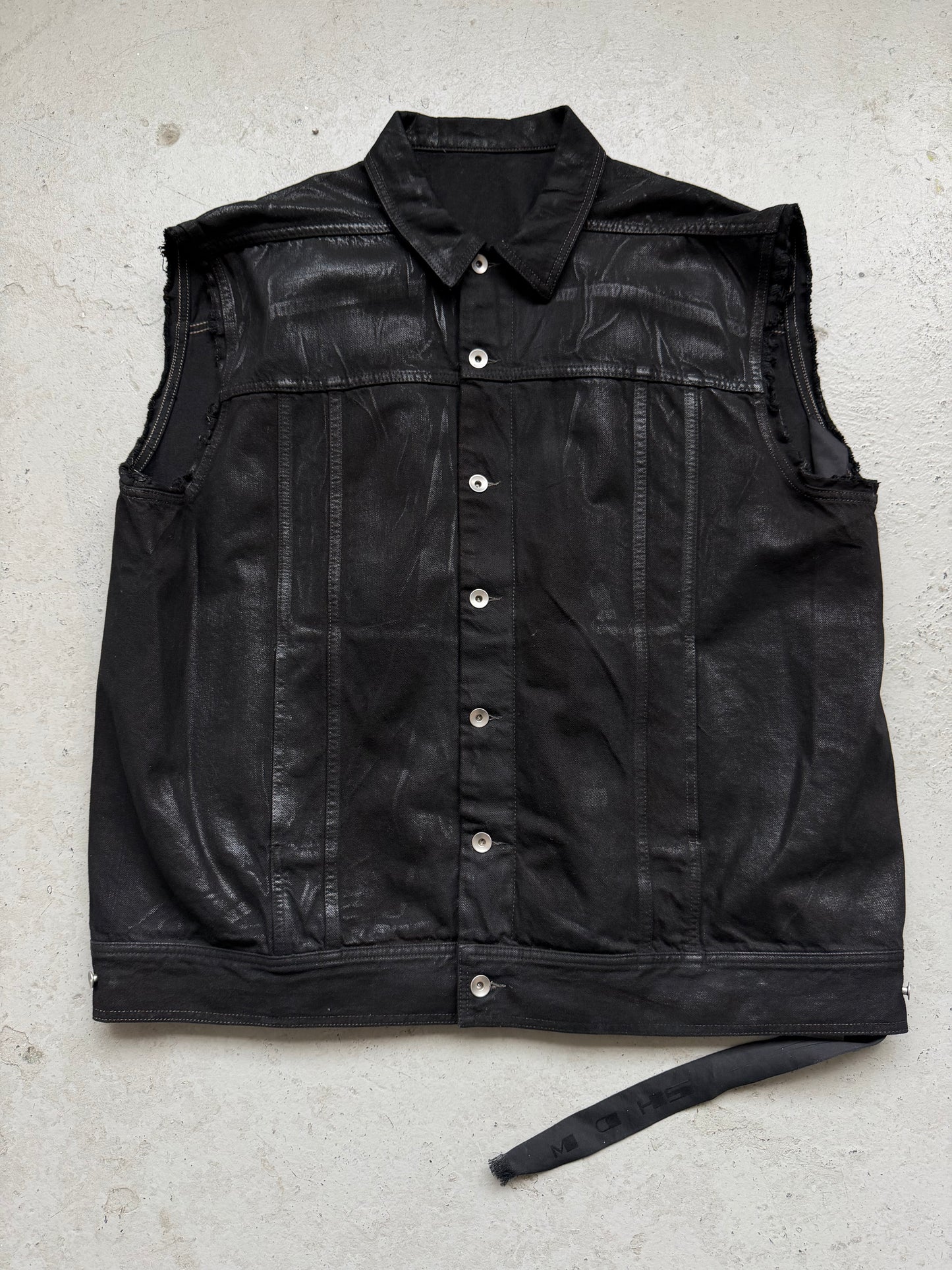 Rick Owens DRKSHDW SS23 Sleeveless Waxed Jumbo Worker Jacket (S)