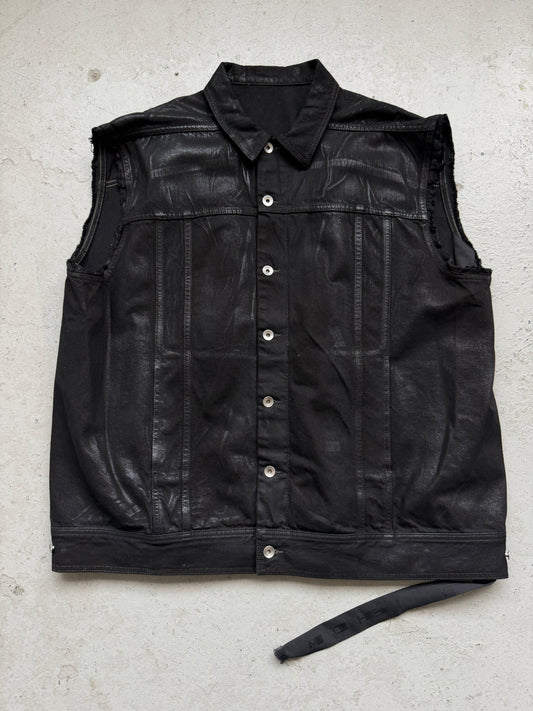 Rick Owens DRKSHDW SS23 Sleeveless Waxed Jumbo Worker Jacket (S)