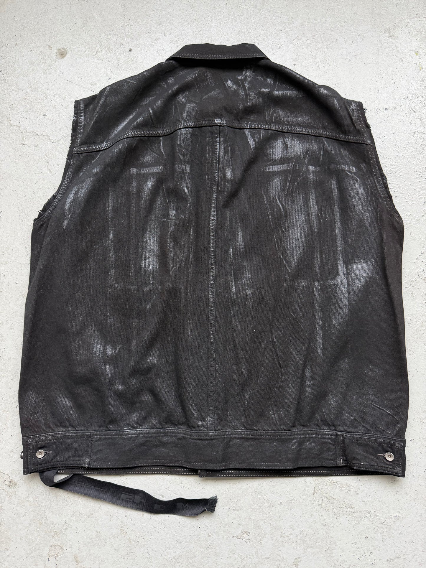 Rick Owens DRKSHDW SS23 Sleeveless Waxed Jumbo Worker Jacket (S)