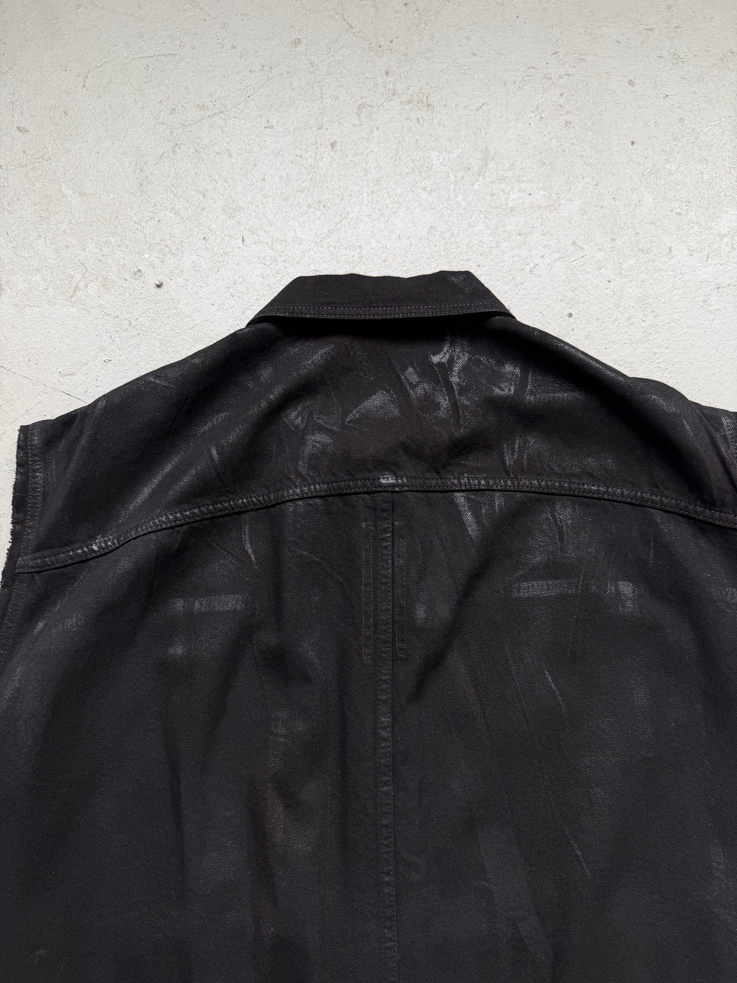 Rick Owens DRKSHDW SS23 Sleeveless Waxed Jumbo Worker Jacket (S)