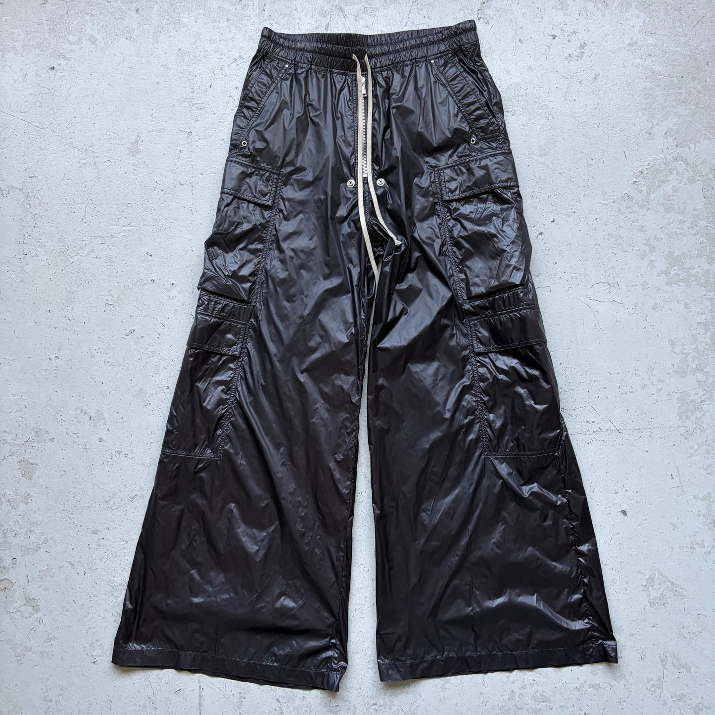 Rick Owens FW26 TOWER Black Nylon Cargo Bela Pants (54)
