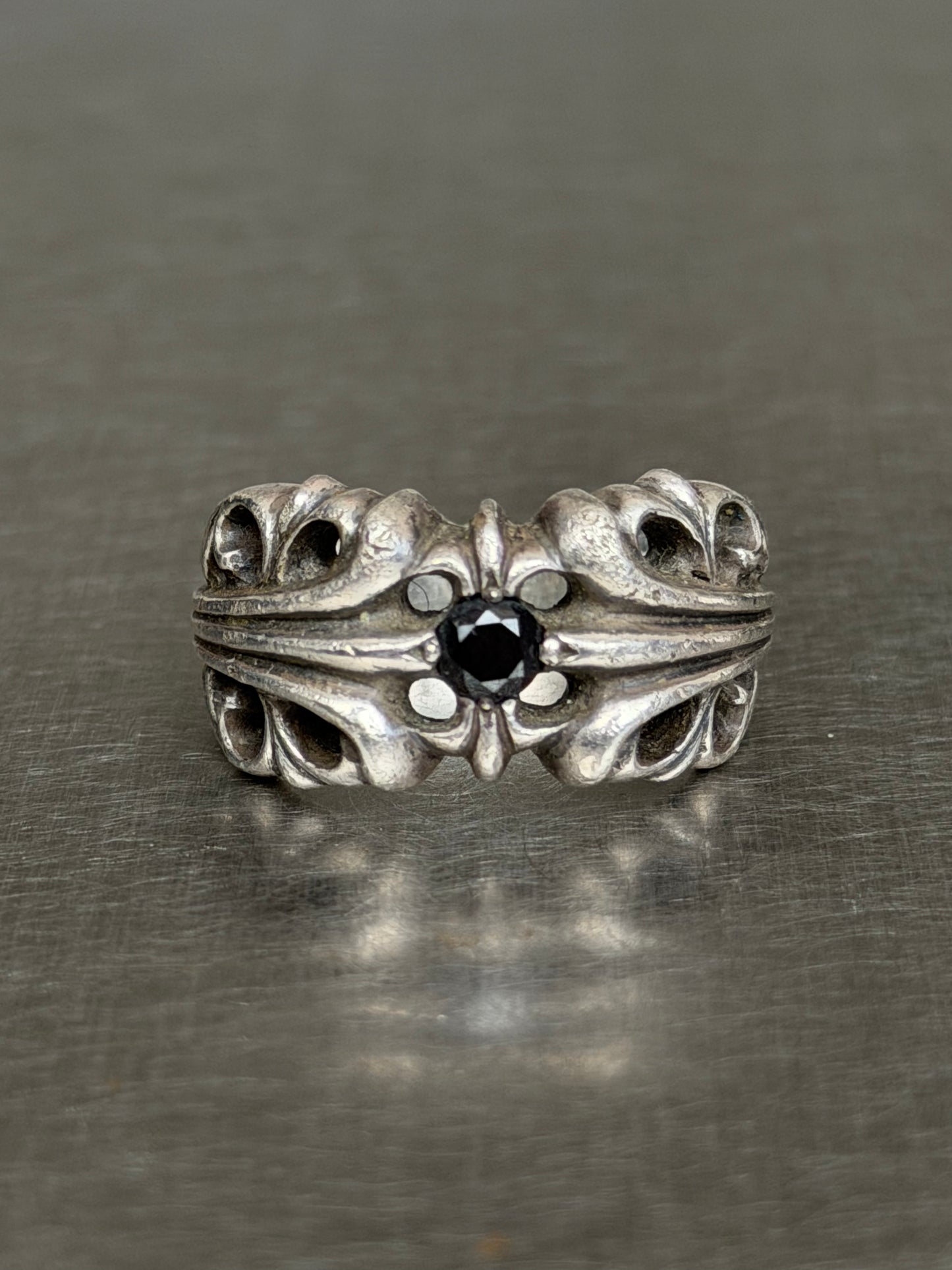 Chrome Hearts K&T Ring With Black Diamond (OS)