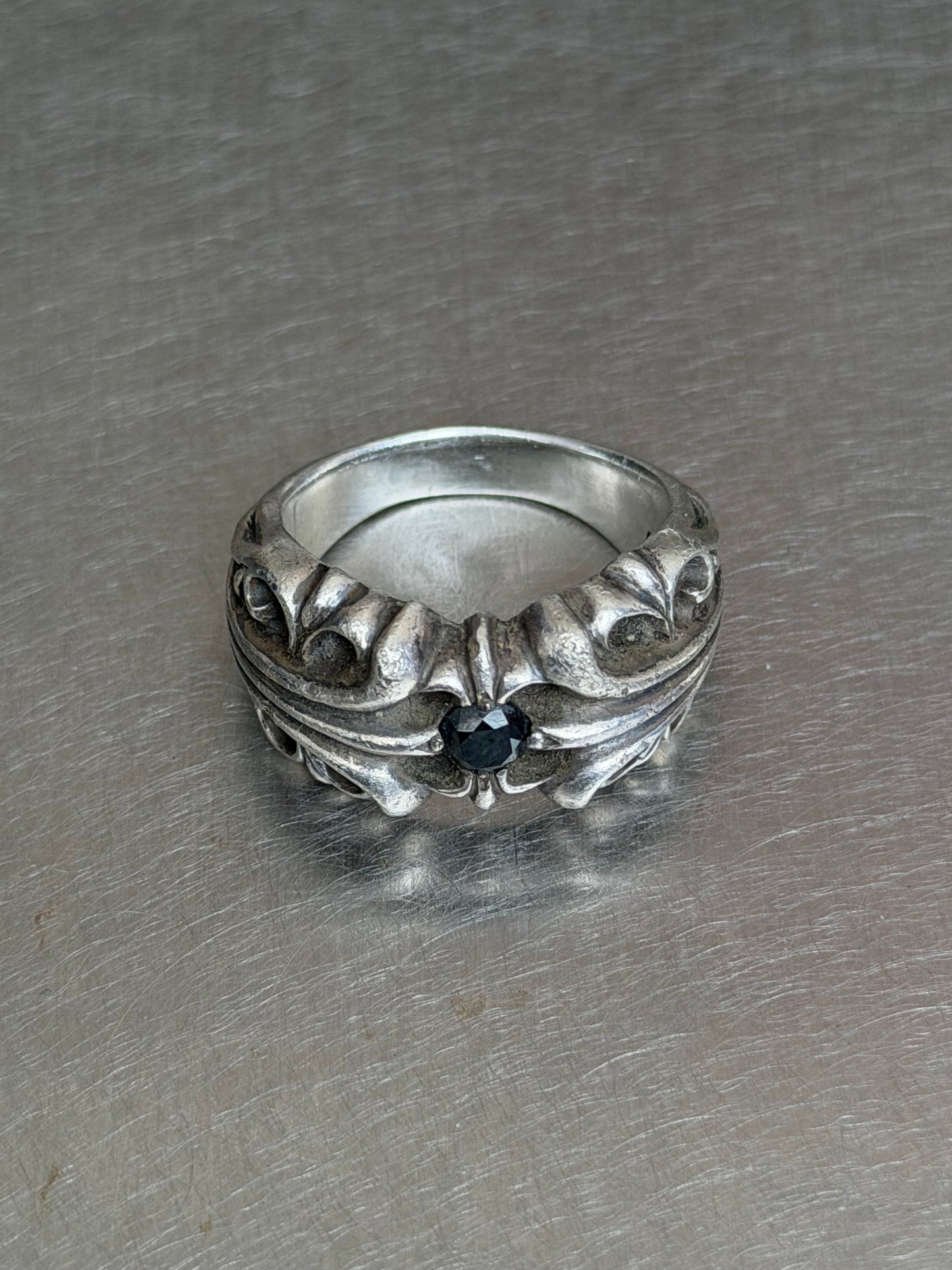 Chrome Hearts K&T Ring With Black Diamond (OS)
