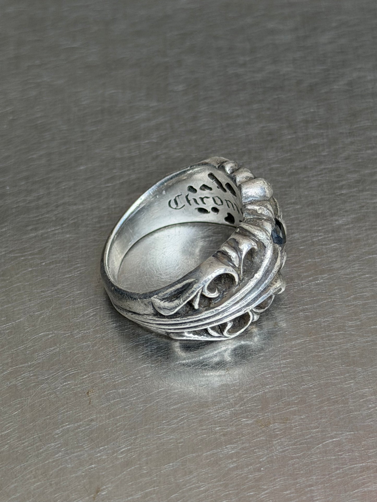 Chrome Hearts K&T Ring With Black Diamond (OS)