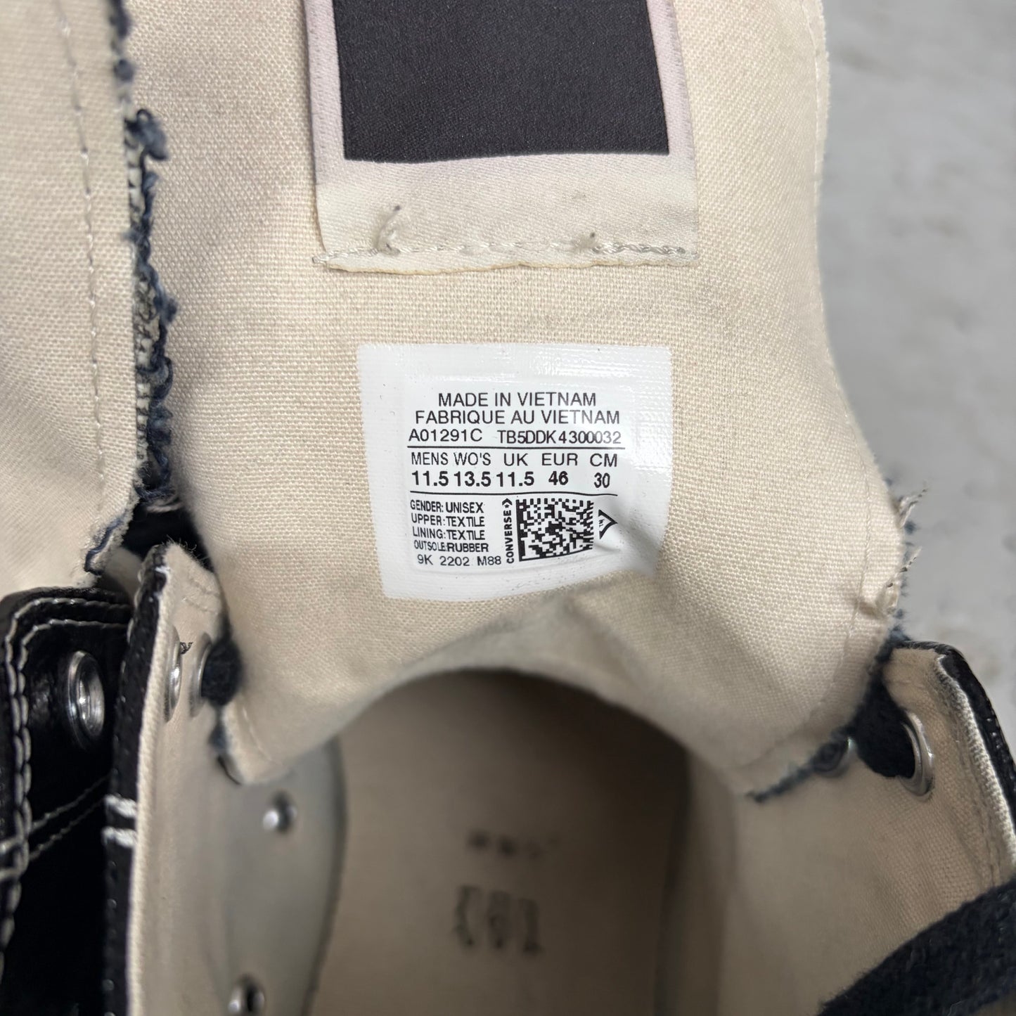 Rick Owens DRKSHDW Converse Black TURBODRK HI Shoes (11.5 )