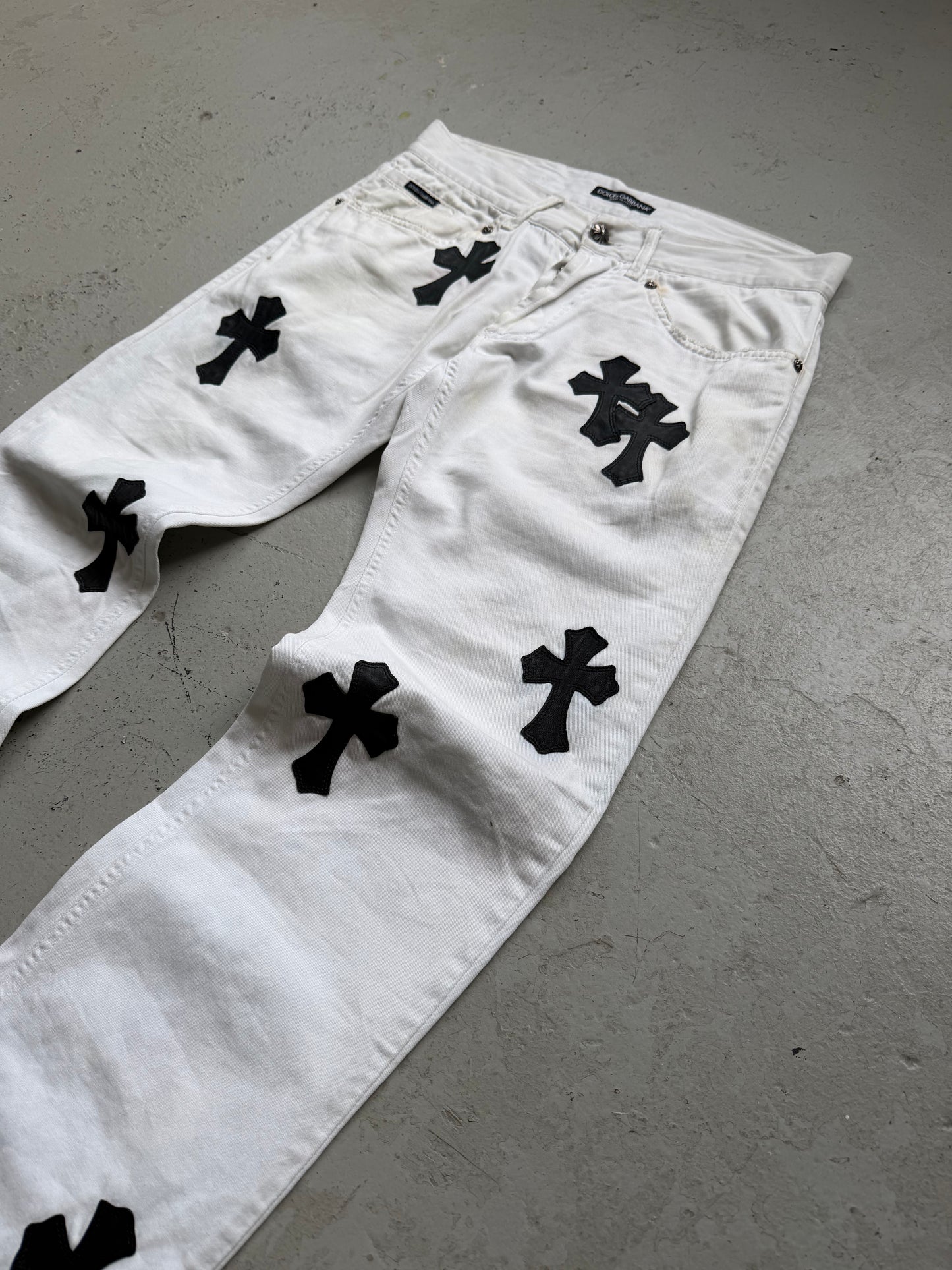 Chrome Hearts X Dolce & Gabbana White Denim With Leather Patches (44)