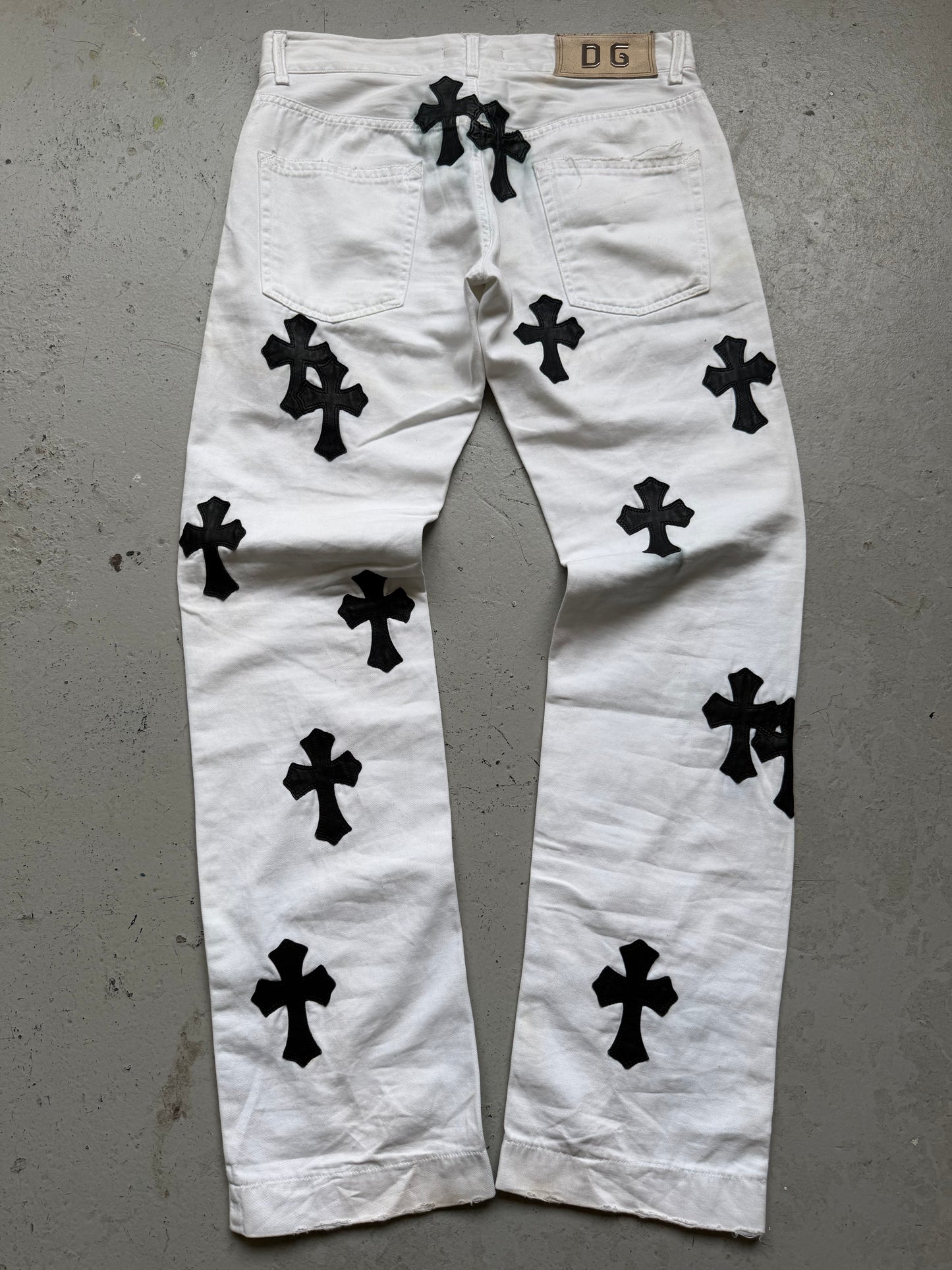 Chrome Hearts X Dolce & Gabbana White Denim With Leather Patches (44)
