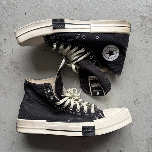 Rick Owens DRKSHDW Converse Black TURBODRK HI Canvas Shoes (11.5)