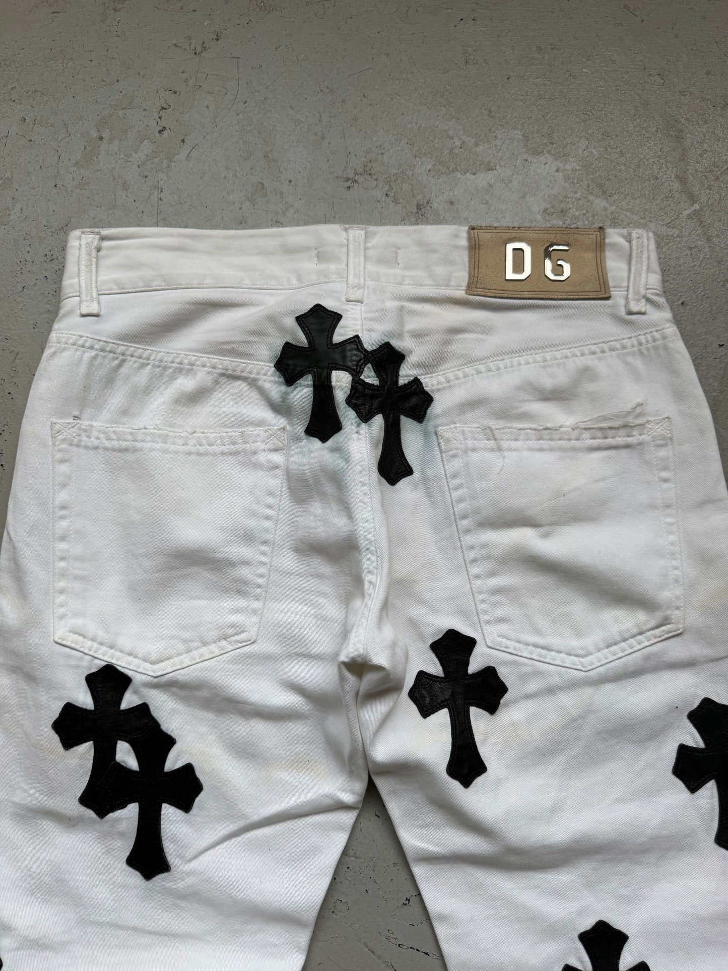Chrome Hearts X Dolce & Gabbana White Denim With Leather Patches (44)