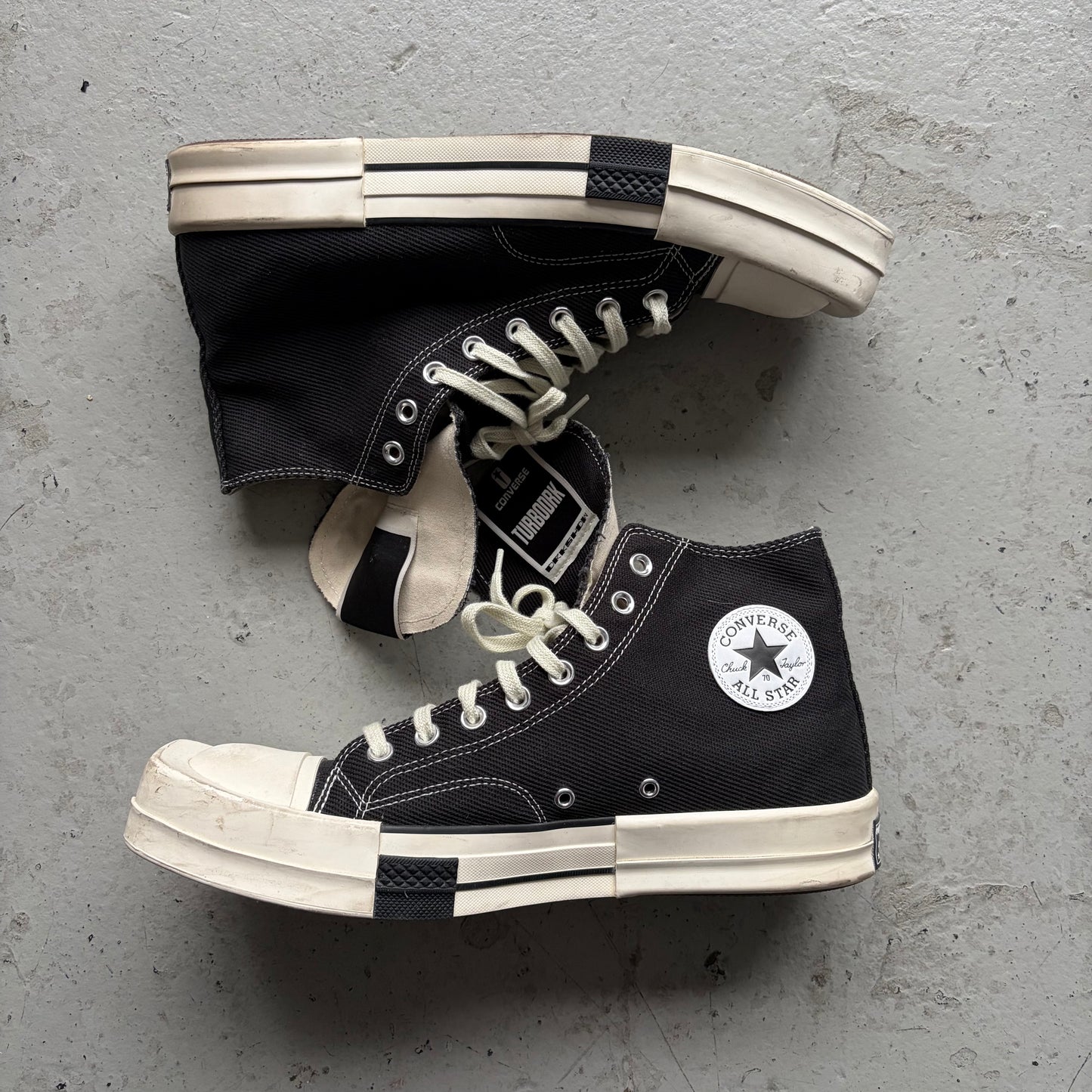 Rick Owens DRKSHDW Converse Black TURBODRK HI Canvas Shoes (11.5)