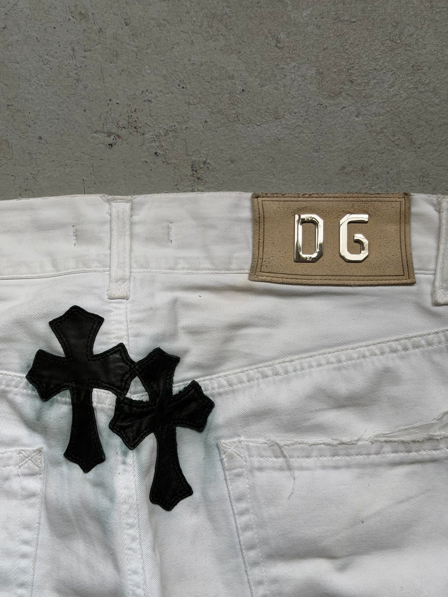 Chrome Hearts X Dolce & Gabbana White Denim With Leather Patches (44)