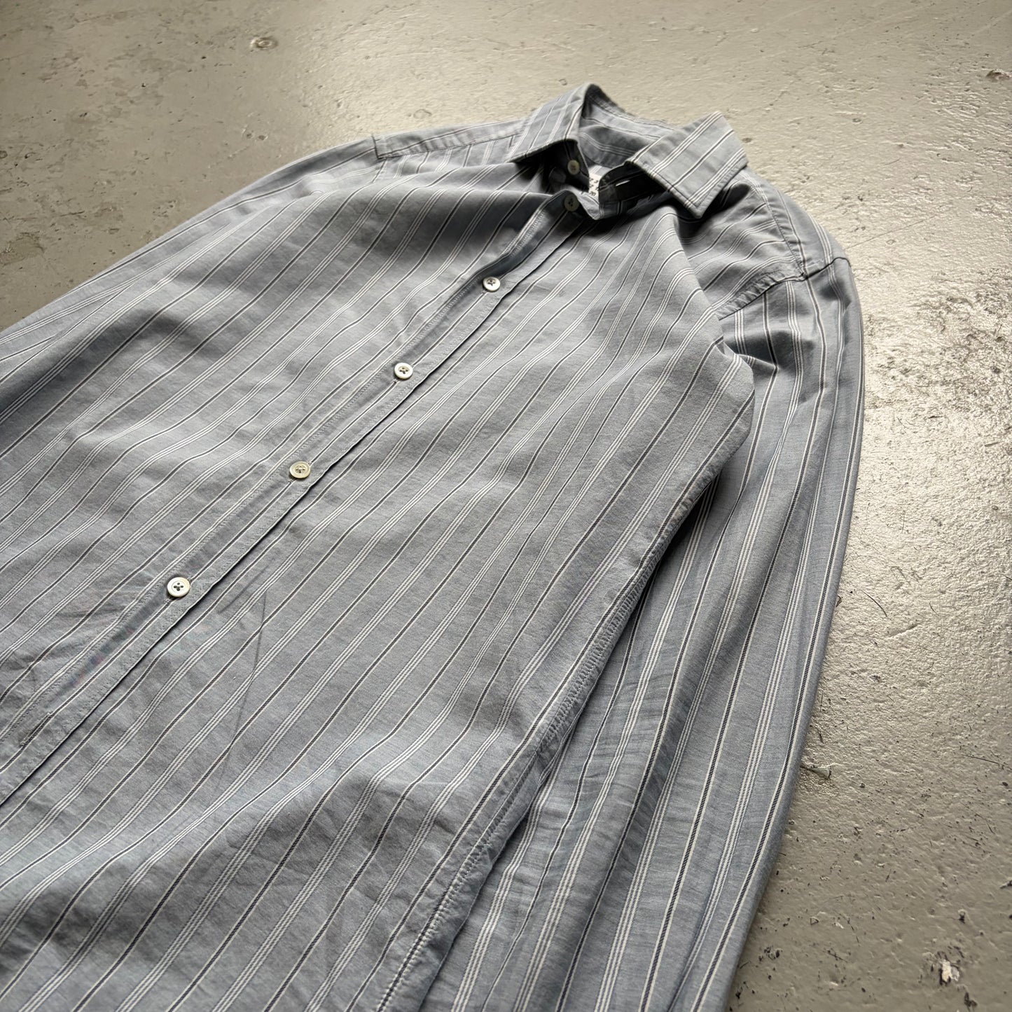 Maison Margiela Blue Striped Button Up Shirt (37)