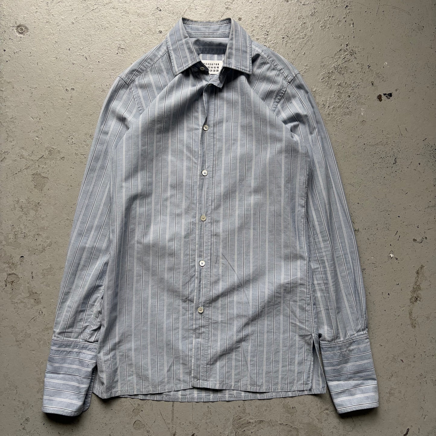 Maison Margiela Blue Striped Button Up Shirt (37)