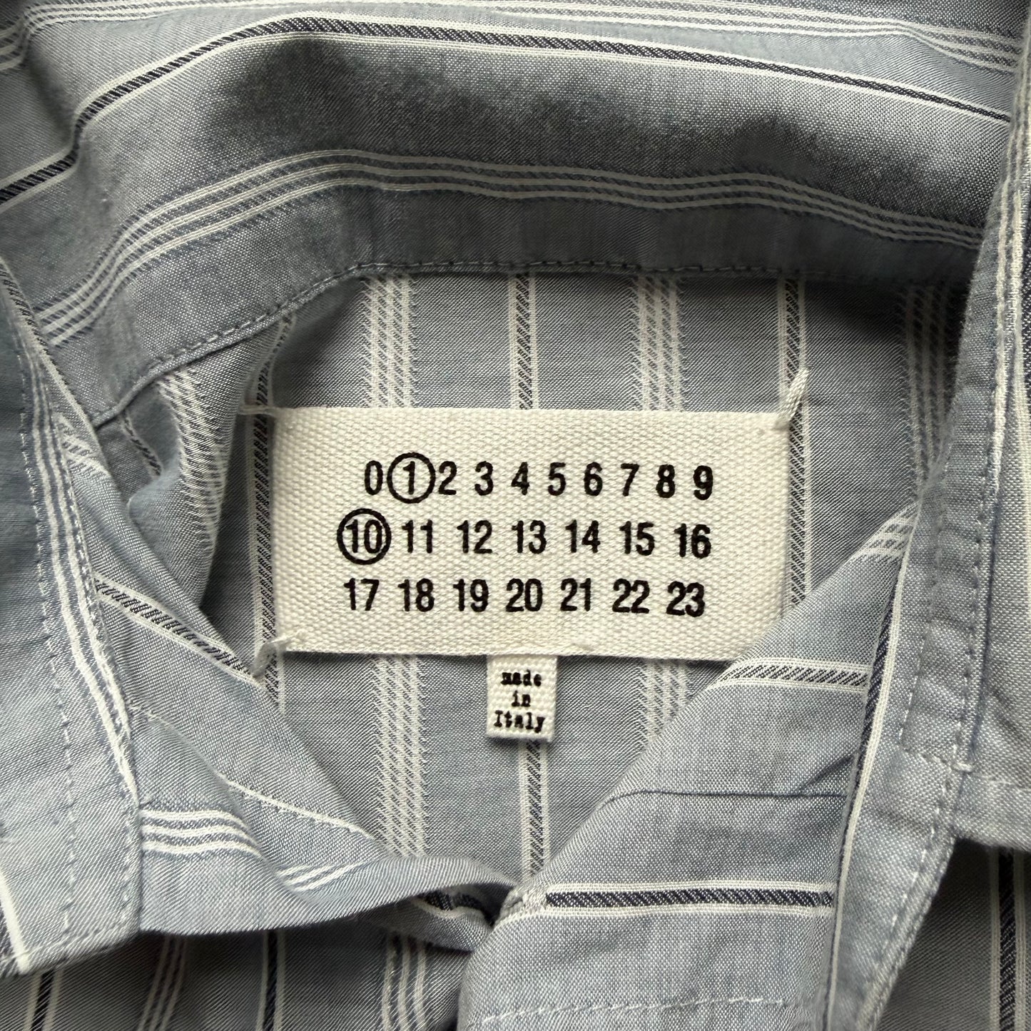 Maison Margiela Blue Striped Button Up Shirt (37)
