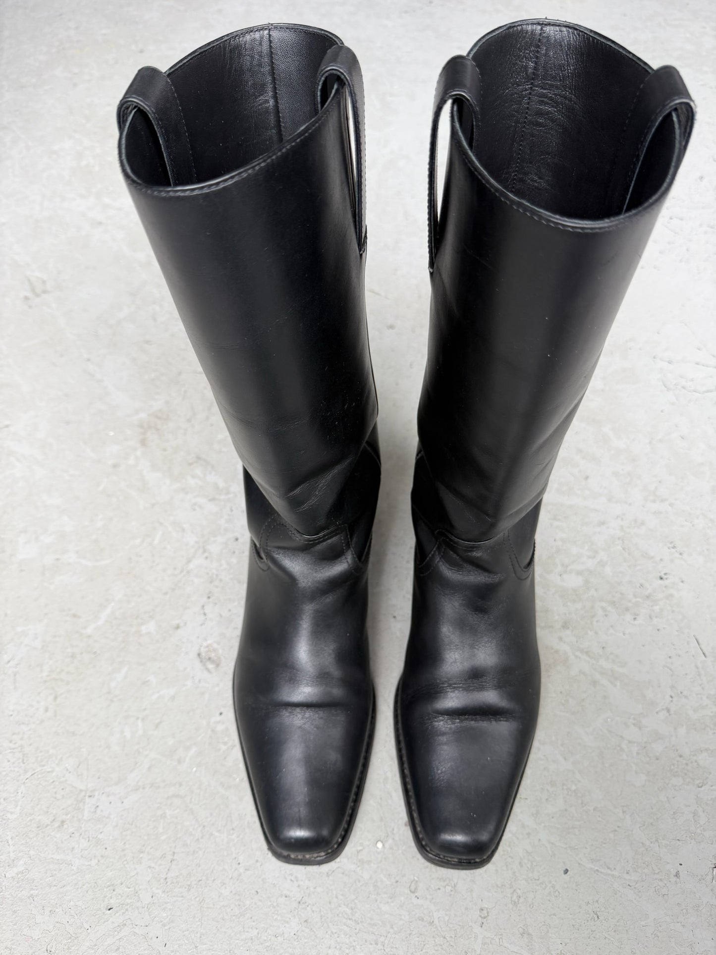 Chanel Interlocking CC Logo Black Leather Boots (39.5)